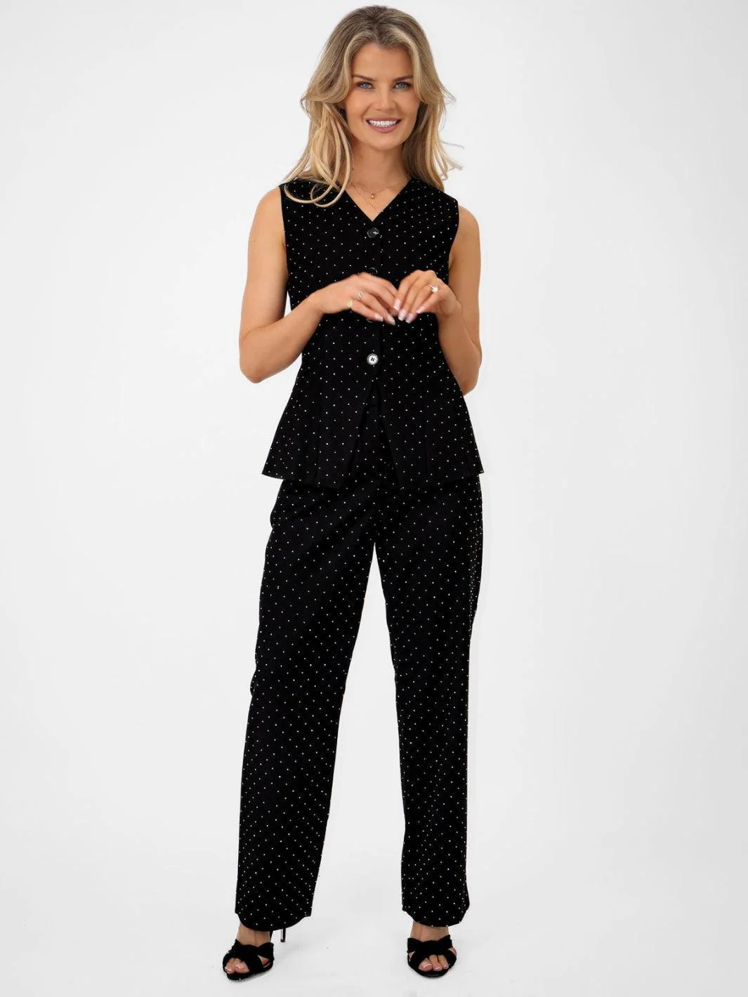 Fee G Hot Fix Waistcoat In Black 925Y/103 - Image 2