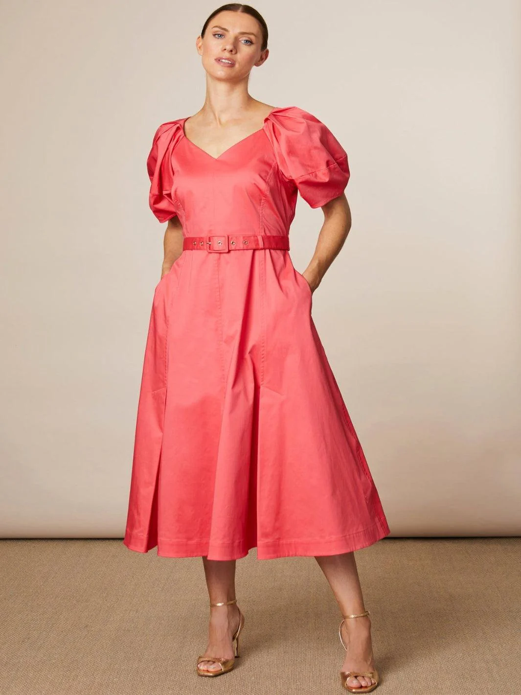 Fee G Lottie Cotton Dress In Watermelon 863B/126