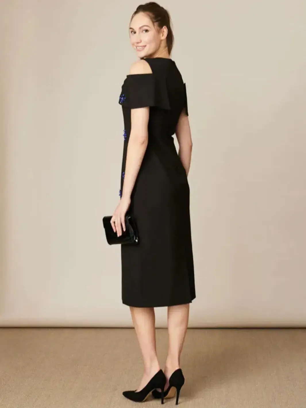 Fee G Phoebe Midi Dress In Black 852B/106 - Image 3