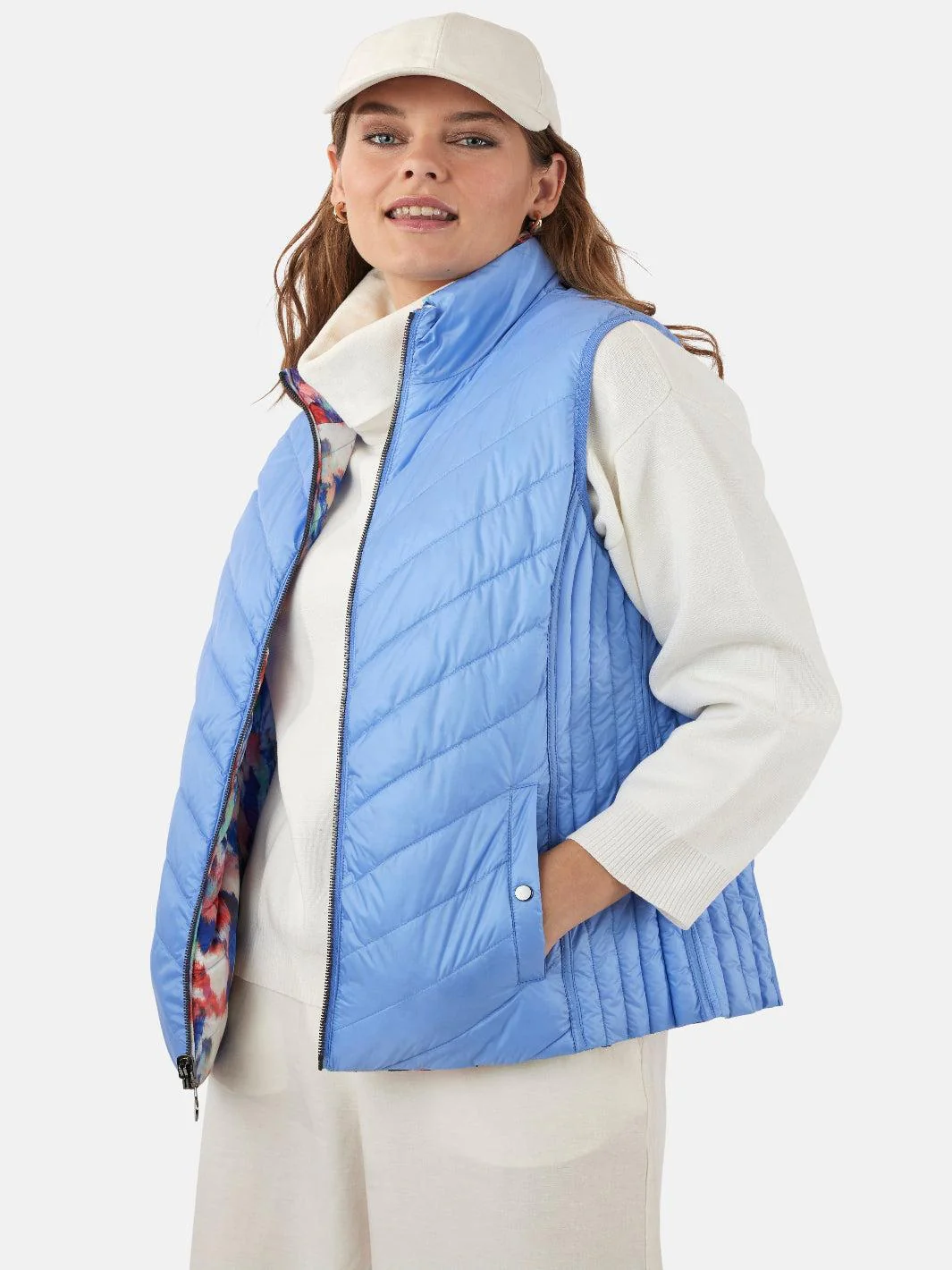 Frandsen Reversible Gilet In Blue Multi Print 425-1265
