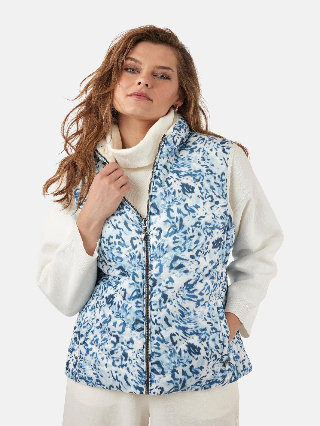 Frandsen Reversible Gilet In Cream Multi Print 425-1265 - Image 3