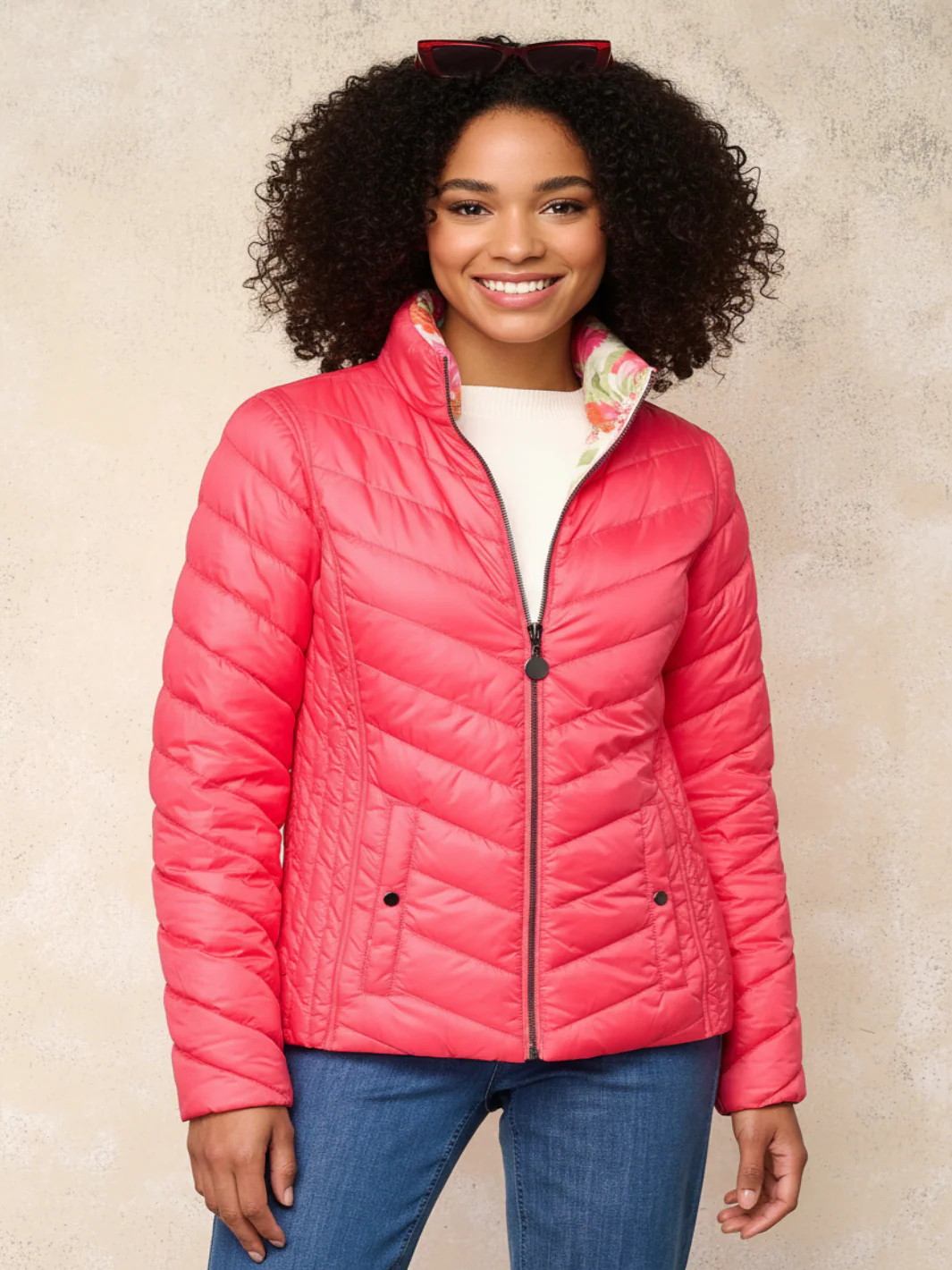 Frandsen Reversible Jacket In Pink Multi Print 426