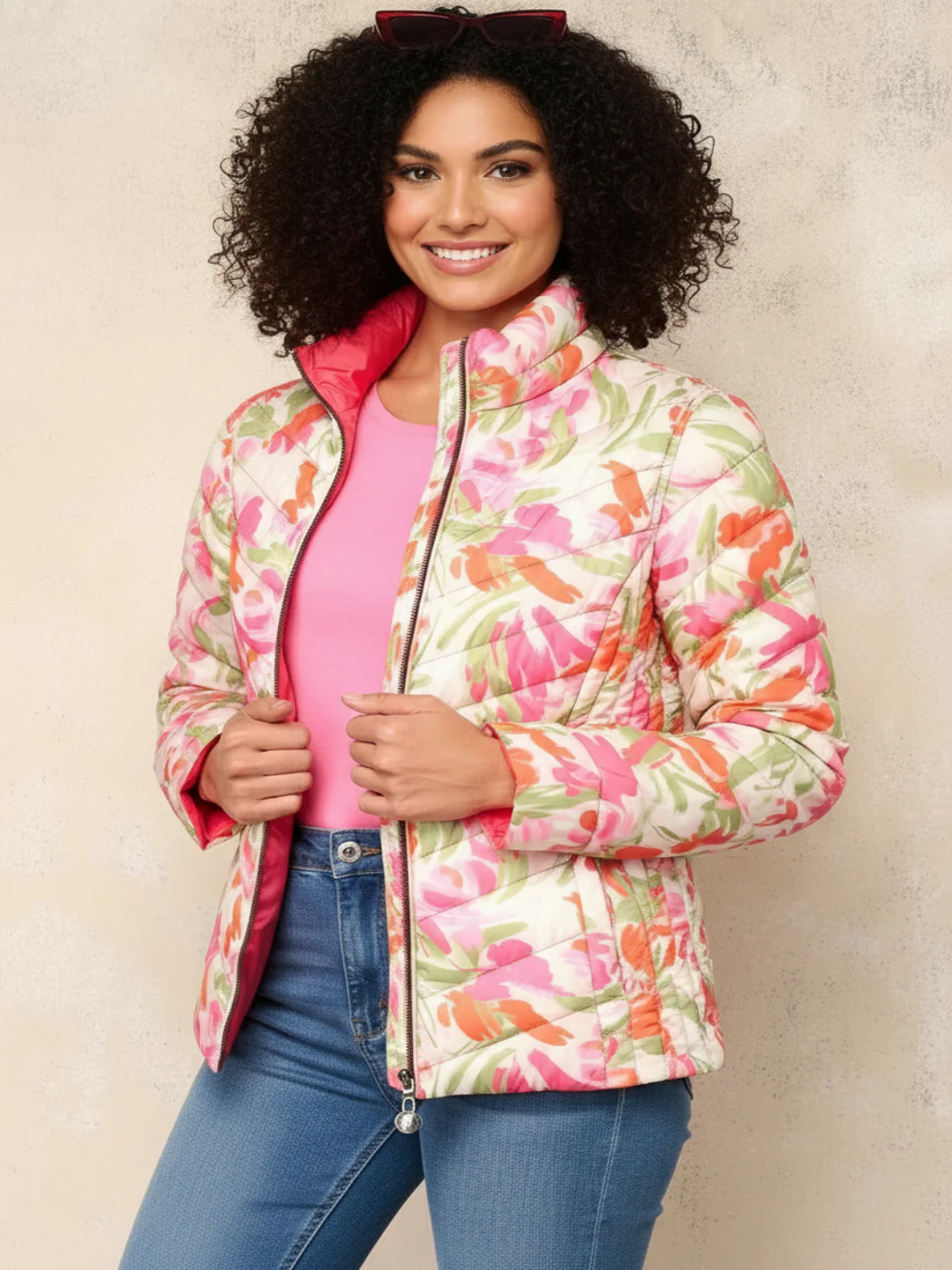 Frandsen Reversible Jacket In Pink Multi Print 426 - Image 2