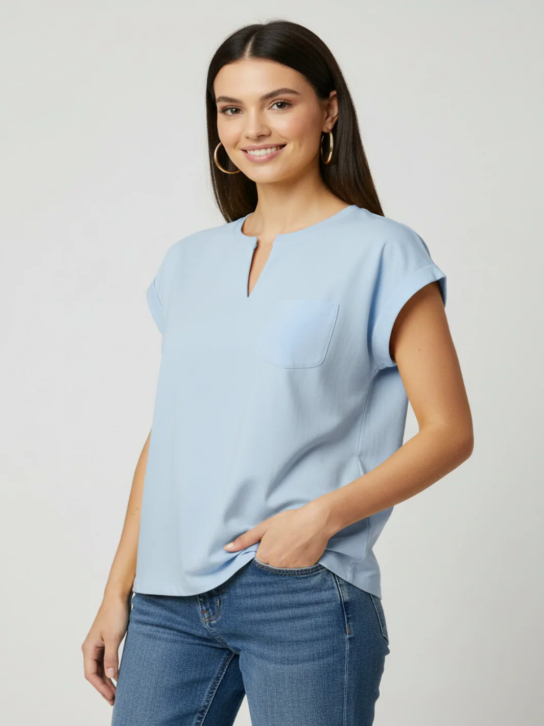 Freequent Basic T-Shirt In Blue 208305