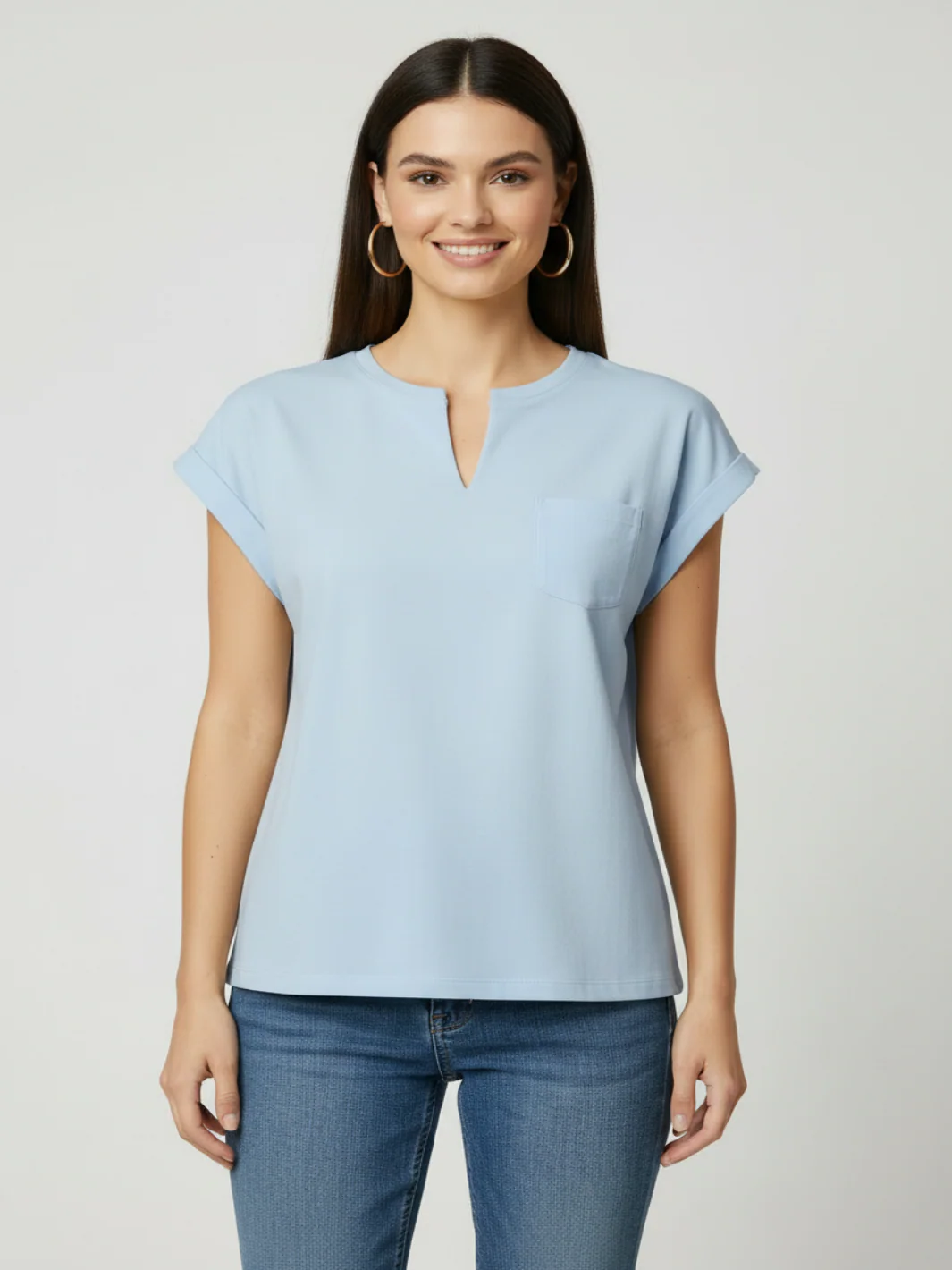 Freequent Basic T-Shirt In Blue 208305 - Image 2