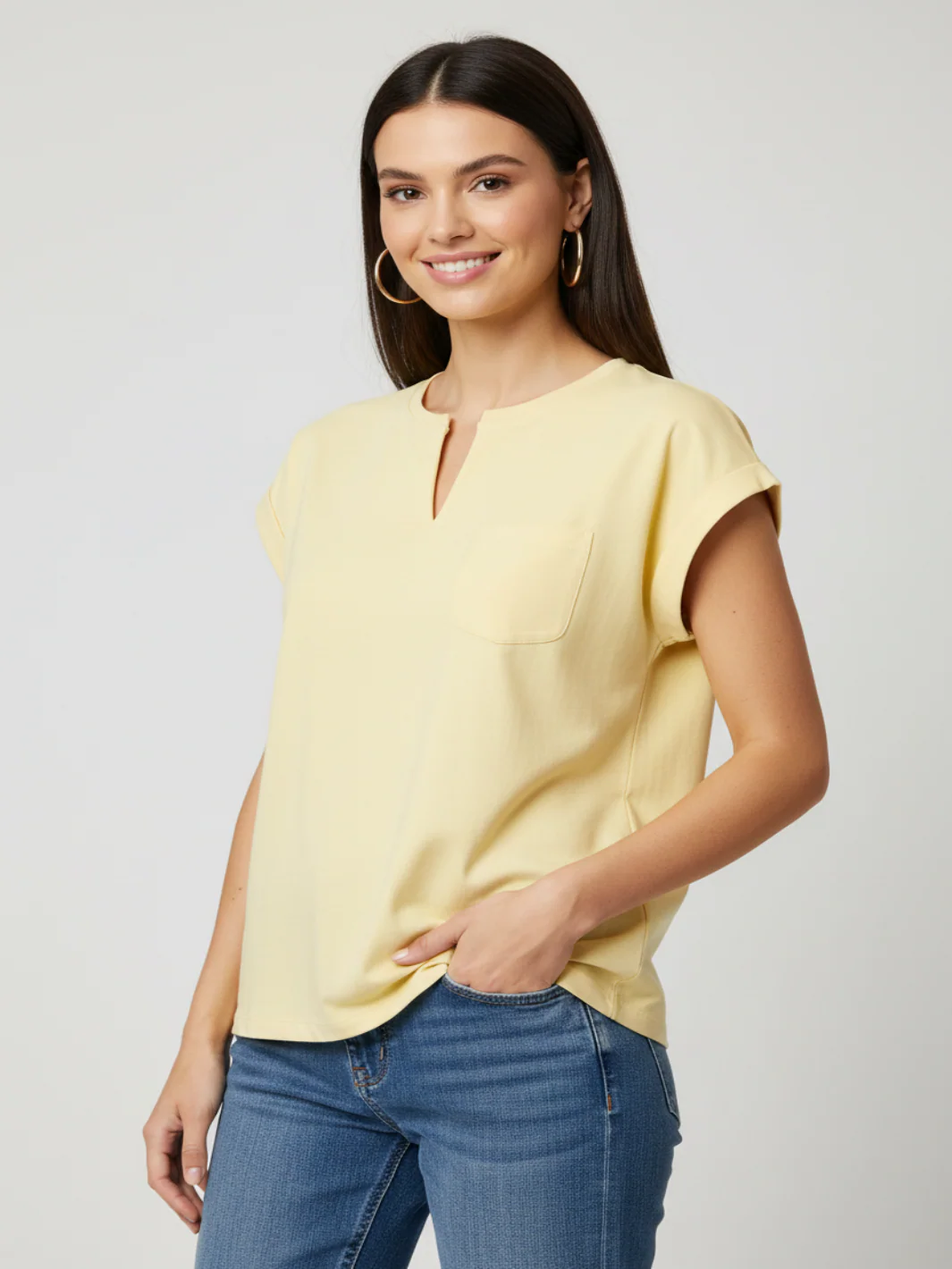 Freequent Basic T-Shirt In Yellow 208305