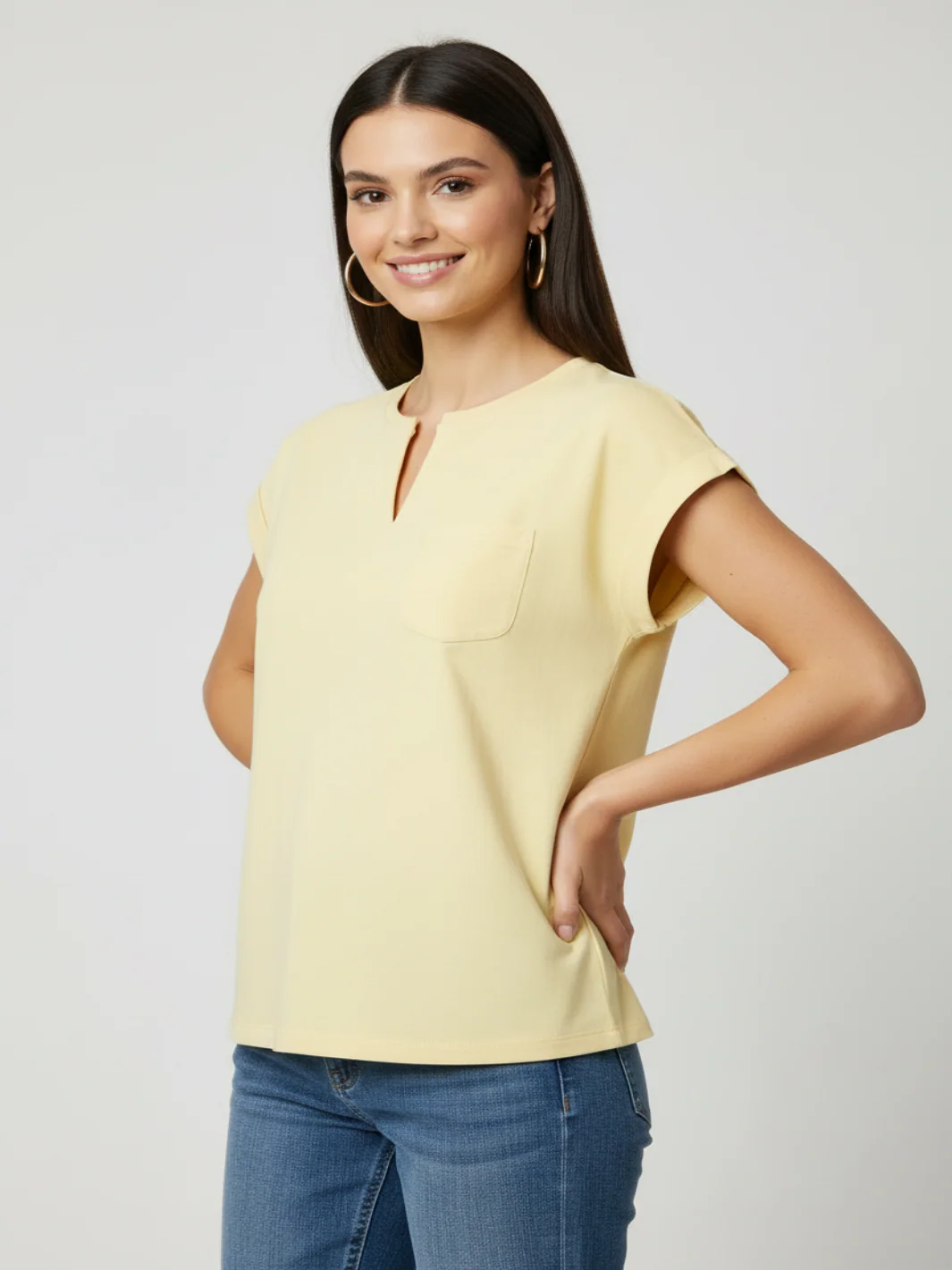Freequent Basic T-Shirt In Yellow 208305 - Image 2