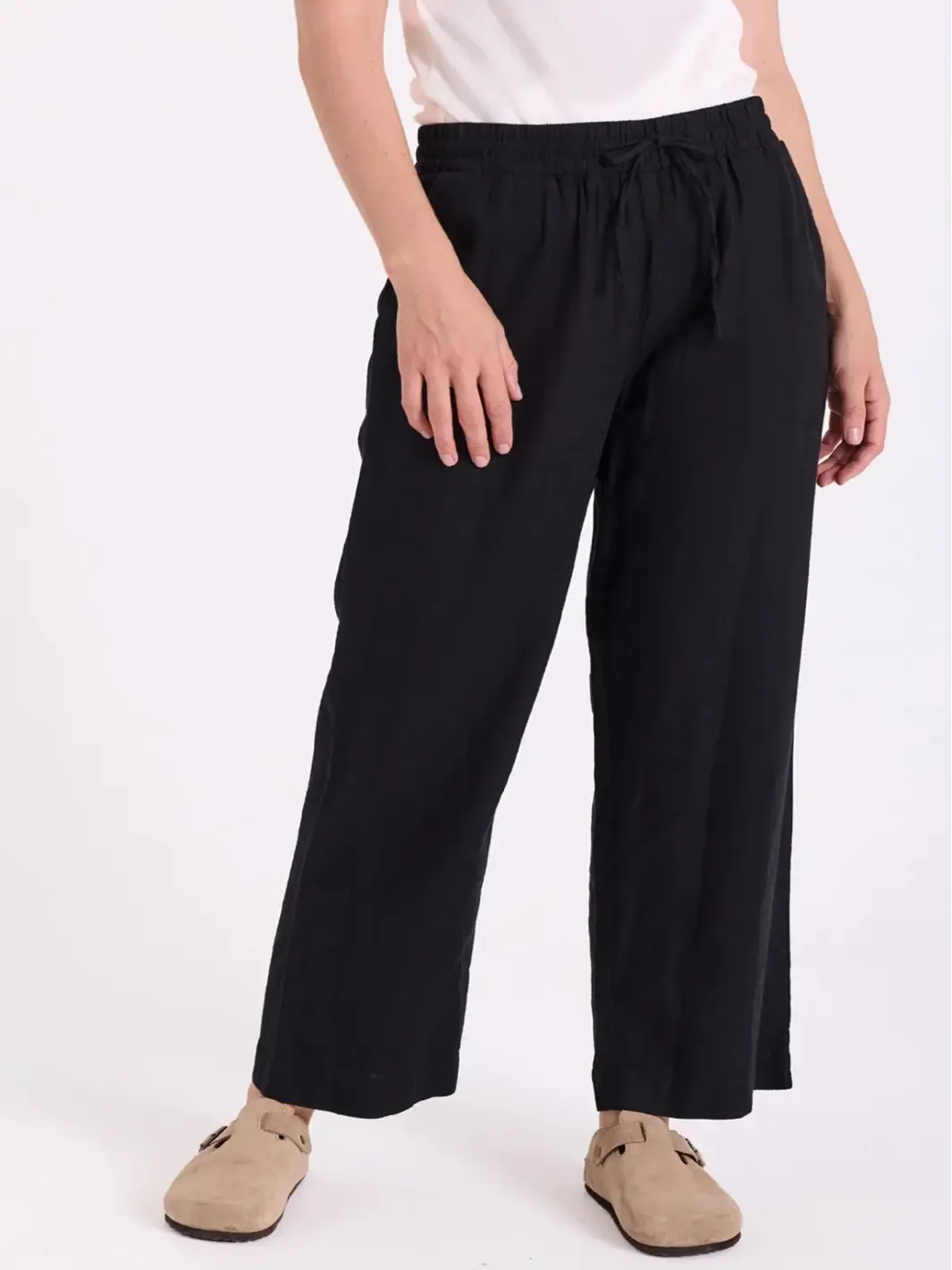 Freequent Linen Trousers In Black 124620 - Image 2