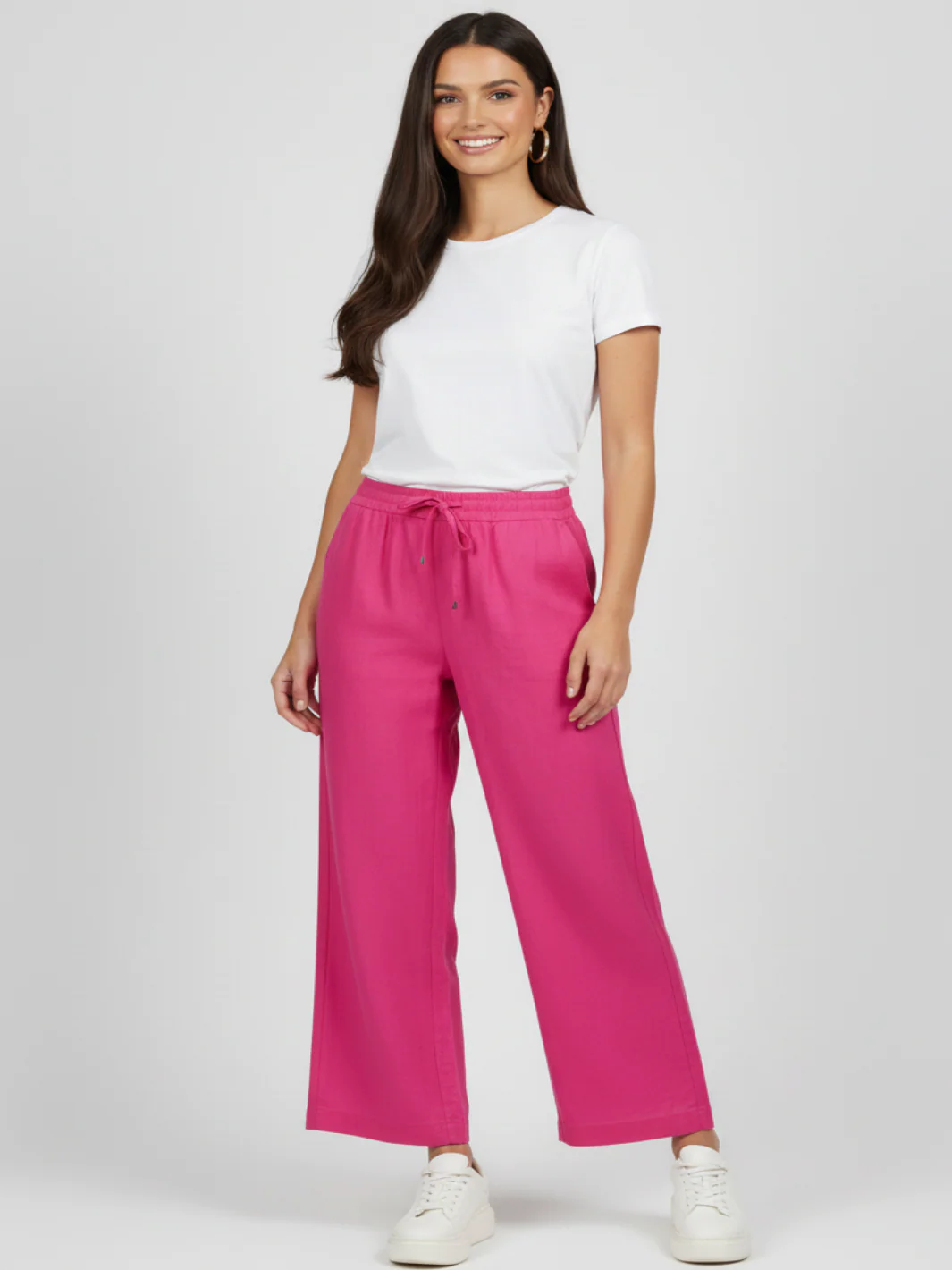 Freequent Linen Trousers In Pink 124620