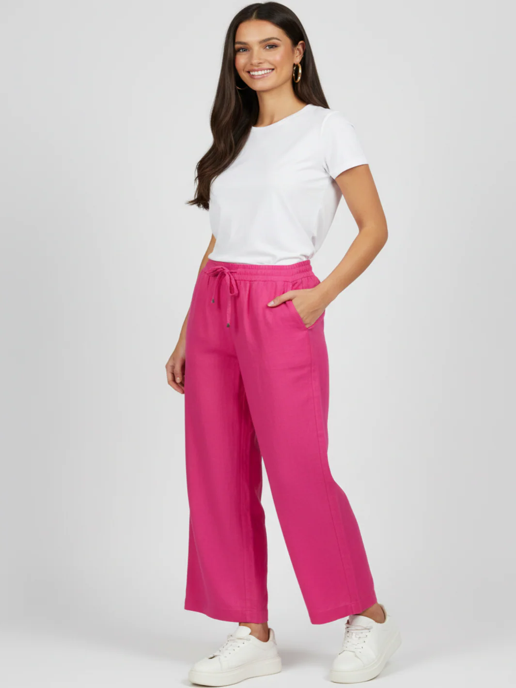Freequent Linen Trousers In Pink 124620 - Image 2