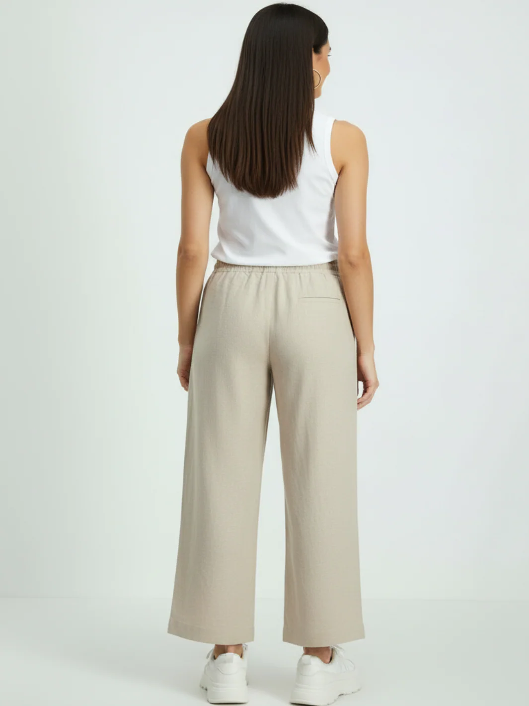 Freequent Linen Trousers In Sand 124620 - Image 4