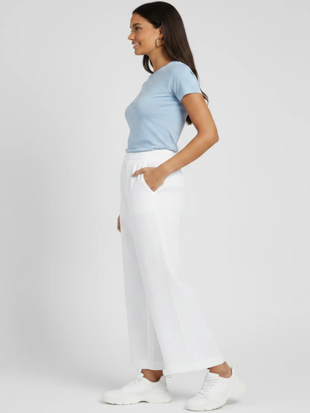 Freequent Linen Trousers In White 124620 - Image 2