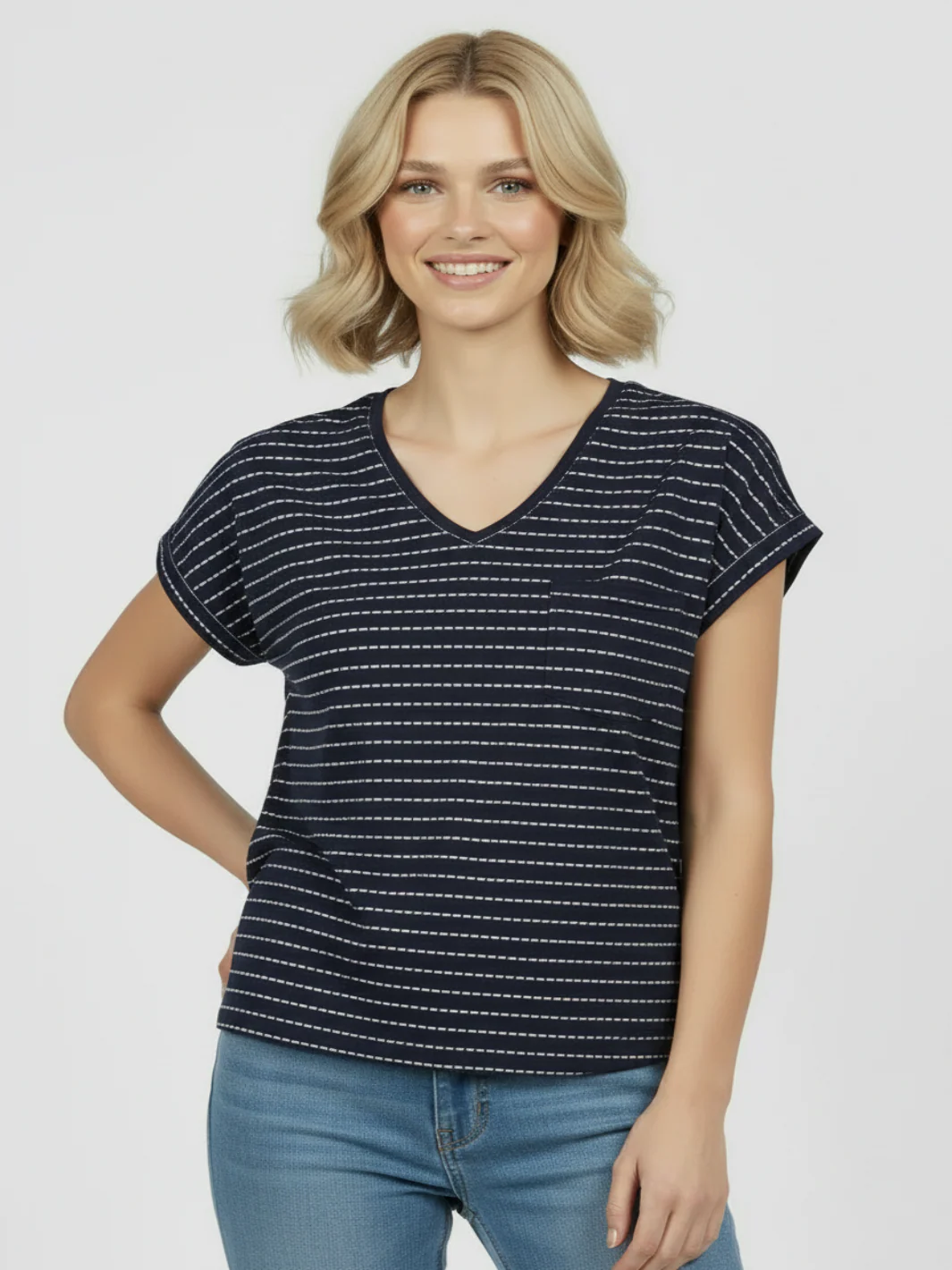 Freequent T-Shirt In Navy Print 207665