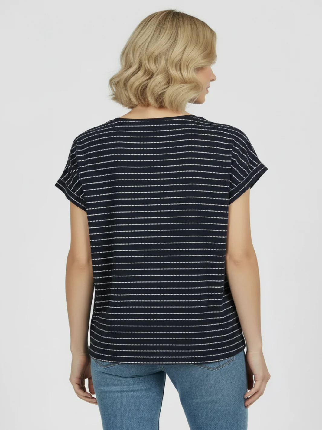 Freequent T-Shirt In Navy Print 207665 - Image 3