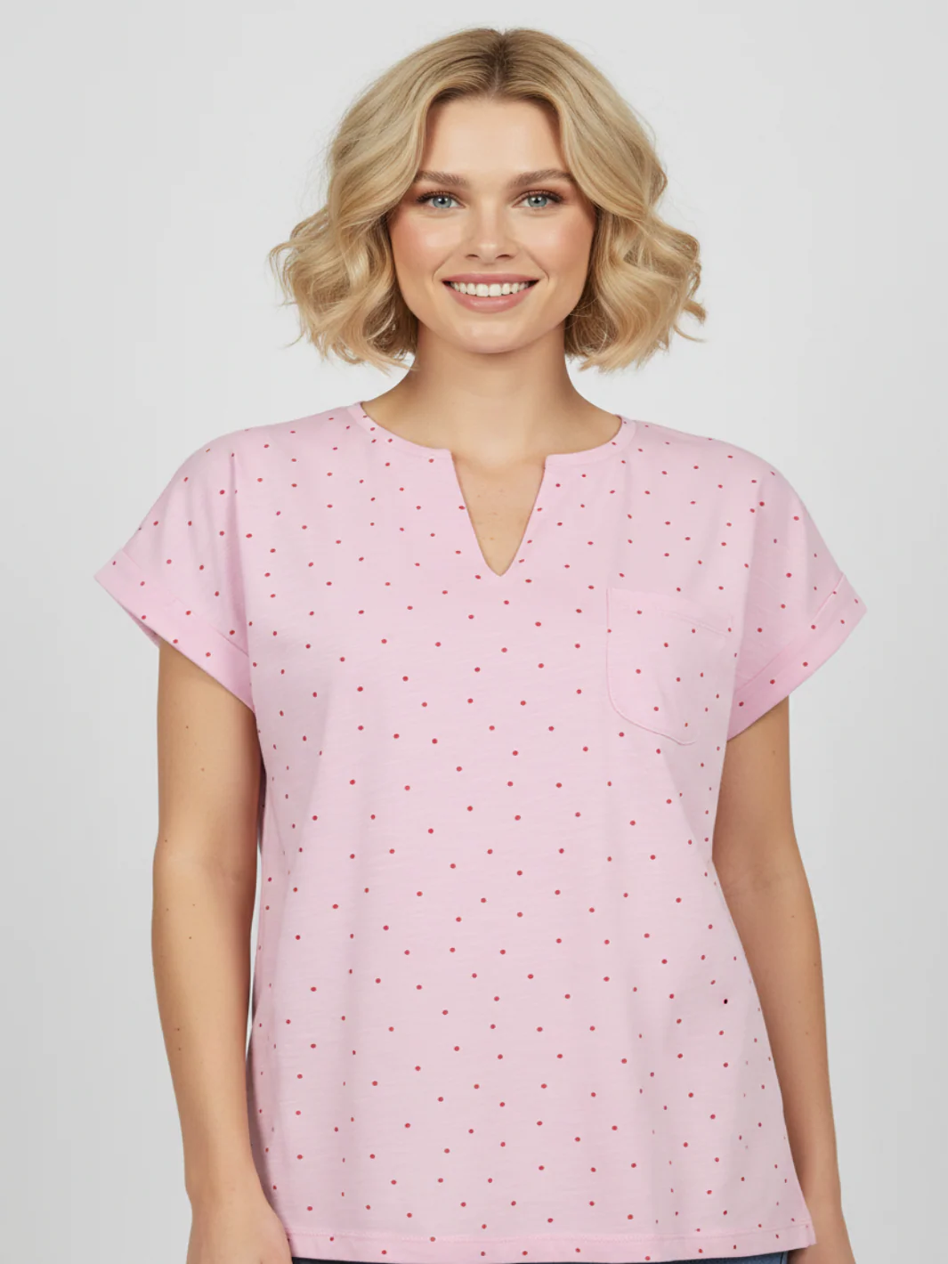 Freequent T-Shirt In Pink Polka Dot 207663