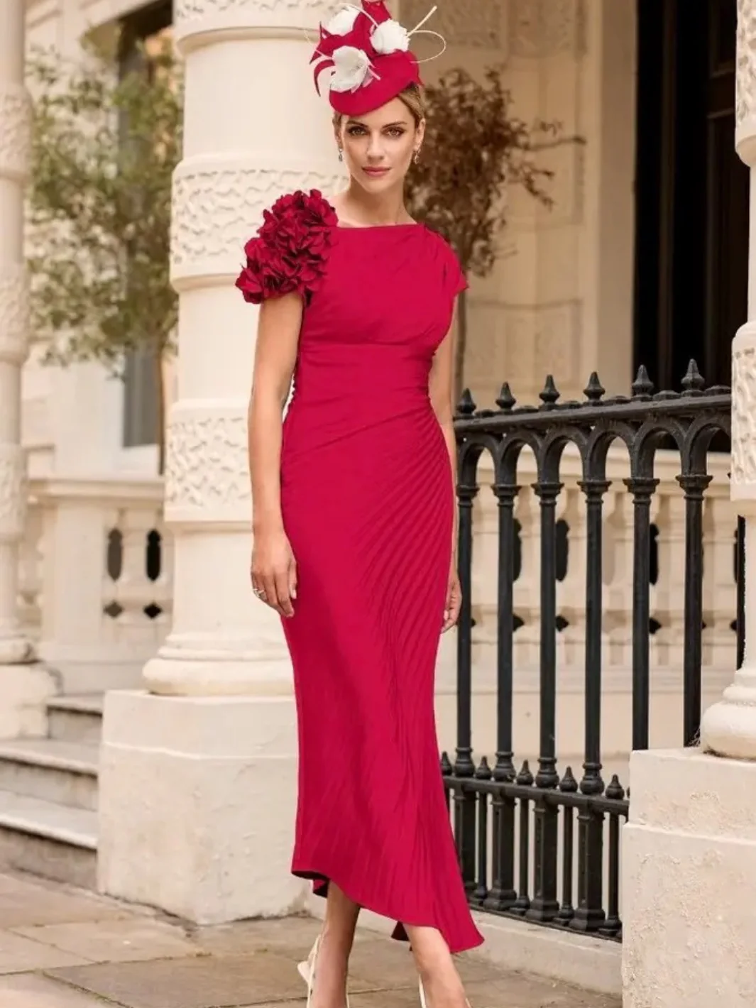 John Charles Dress 66666 In Ruby Pink