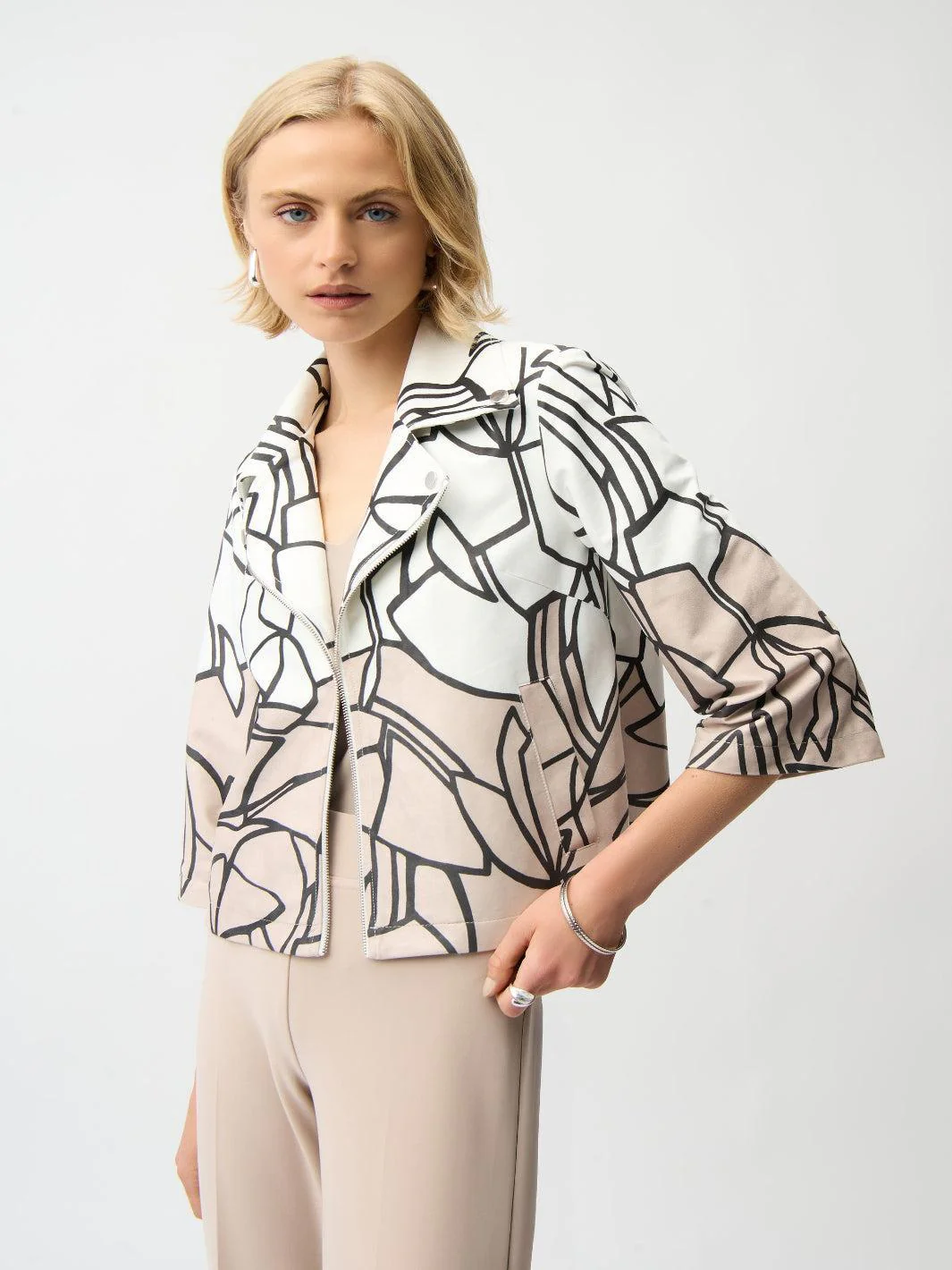 Joseph Ribkoff Abstract Jacket In Vanilla/Multi 261908