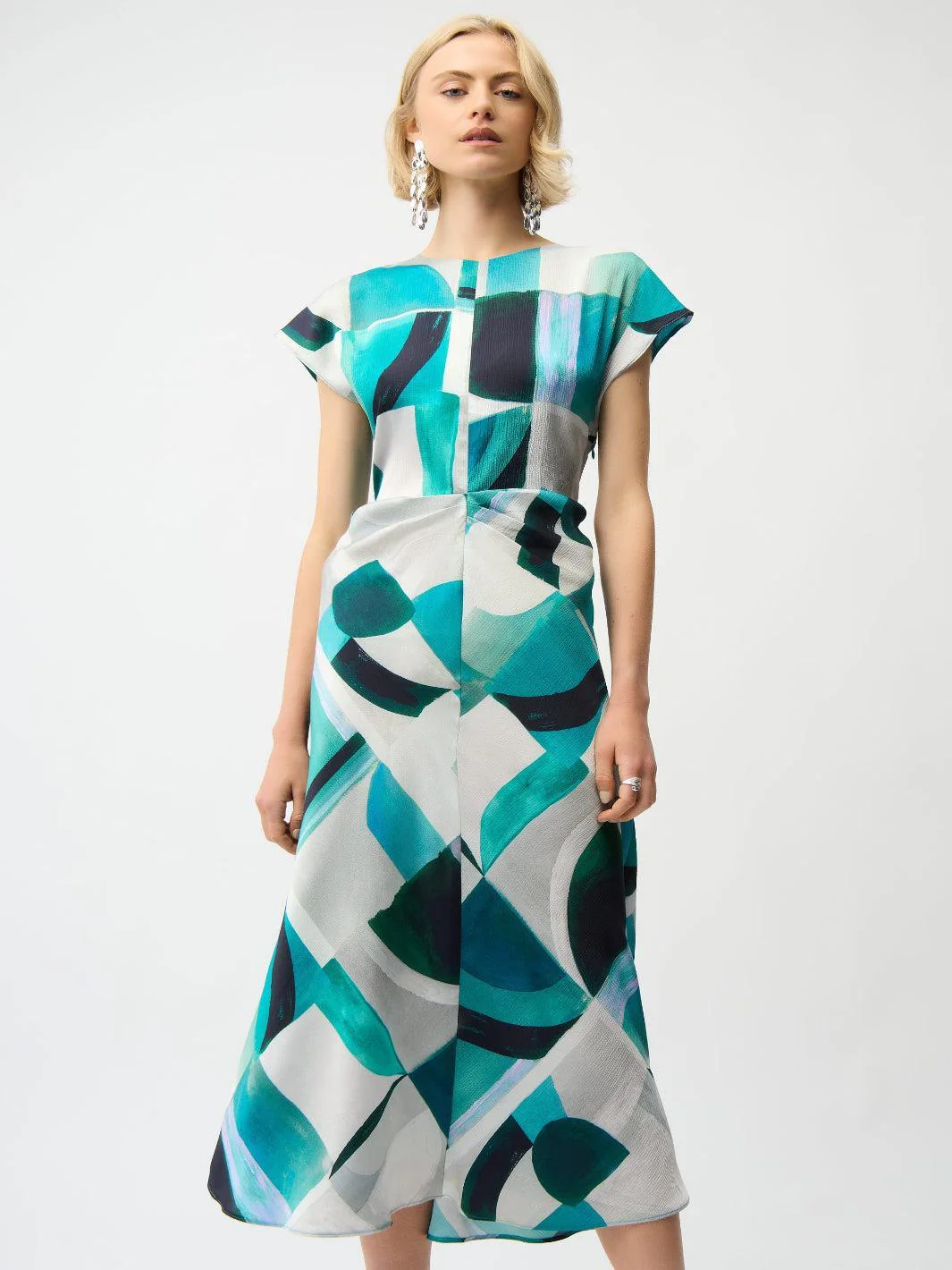 Joseph Ribkoff Abstract Midi Dress In Green/Multi 261251