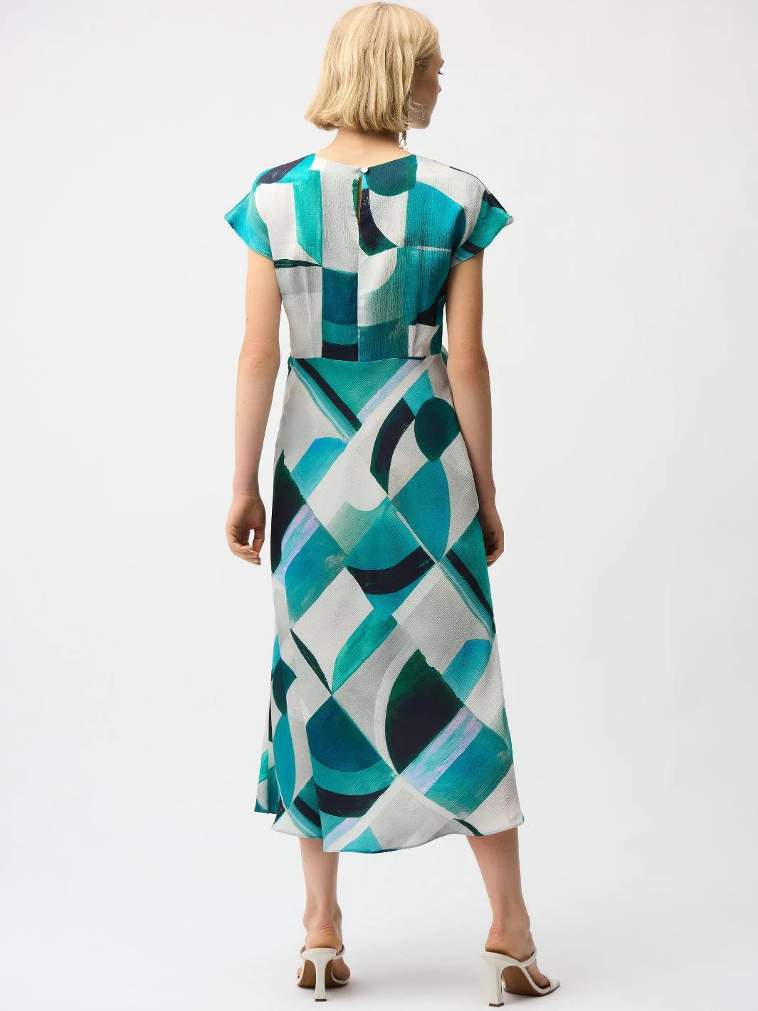 Joseph Ribkoff Abstract Midi Dress In Green/Multi 261251 - Image 4