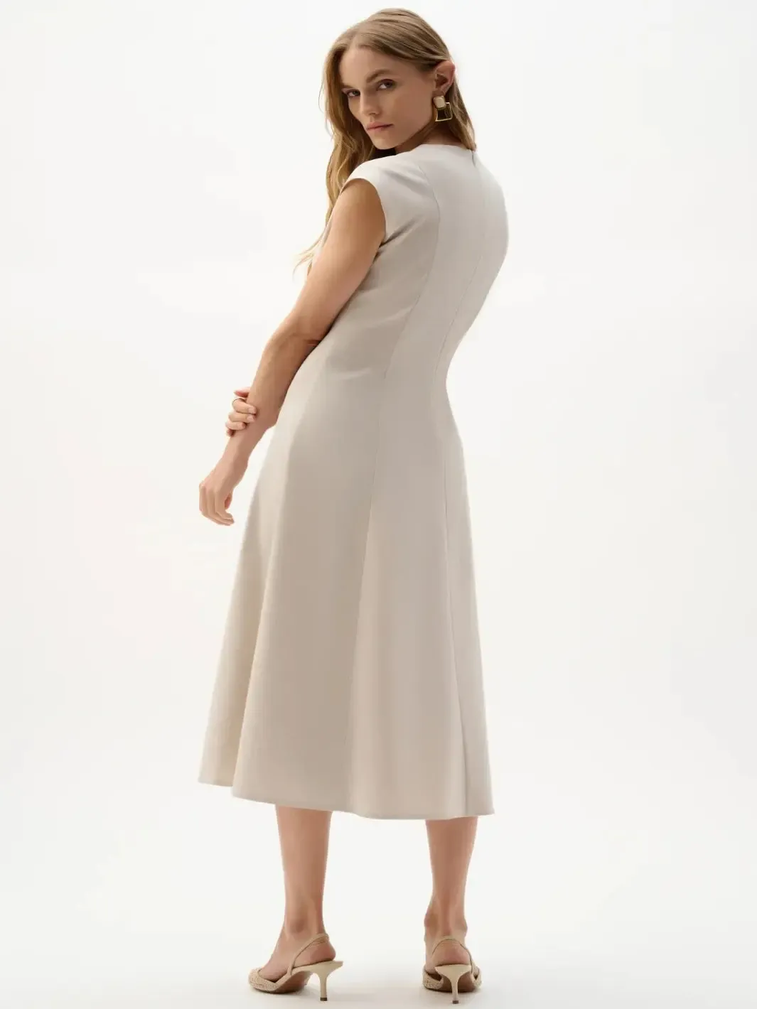 Joseph Ribkoff Button Down Midi Dress In Natural 262129 - Image 5