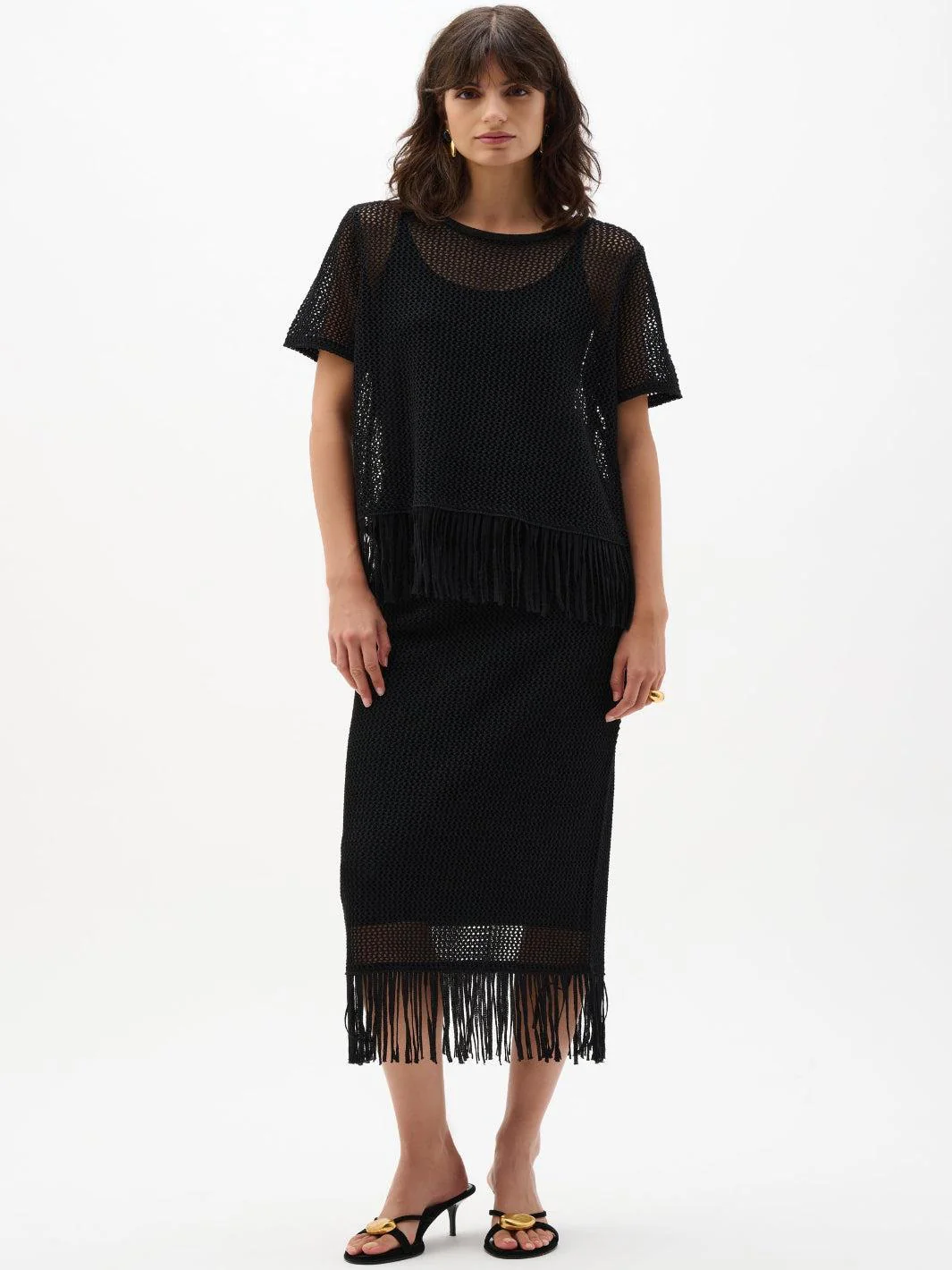 Joseph Ribkoff Casual Fringe Top In Black 262928 - Image 4