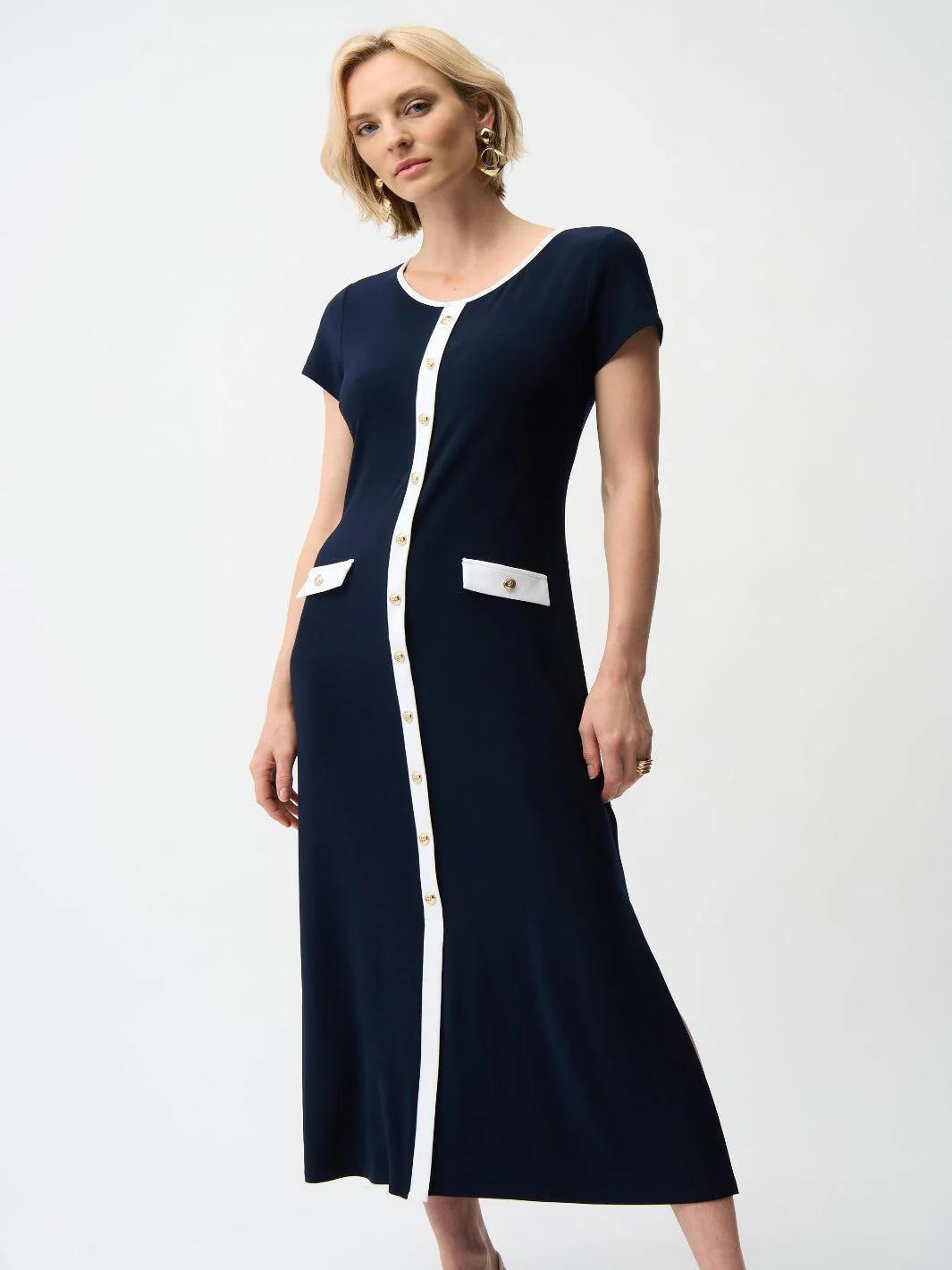 Joseph Ribkoff Casual Midi Dress In Midnight Blue/Vanilla 261067 - Image 2