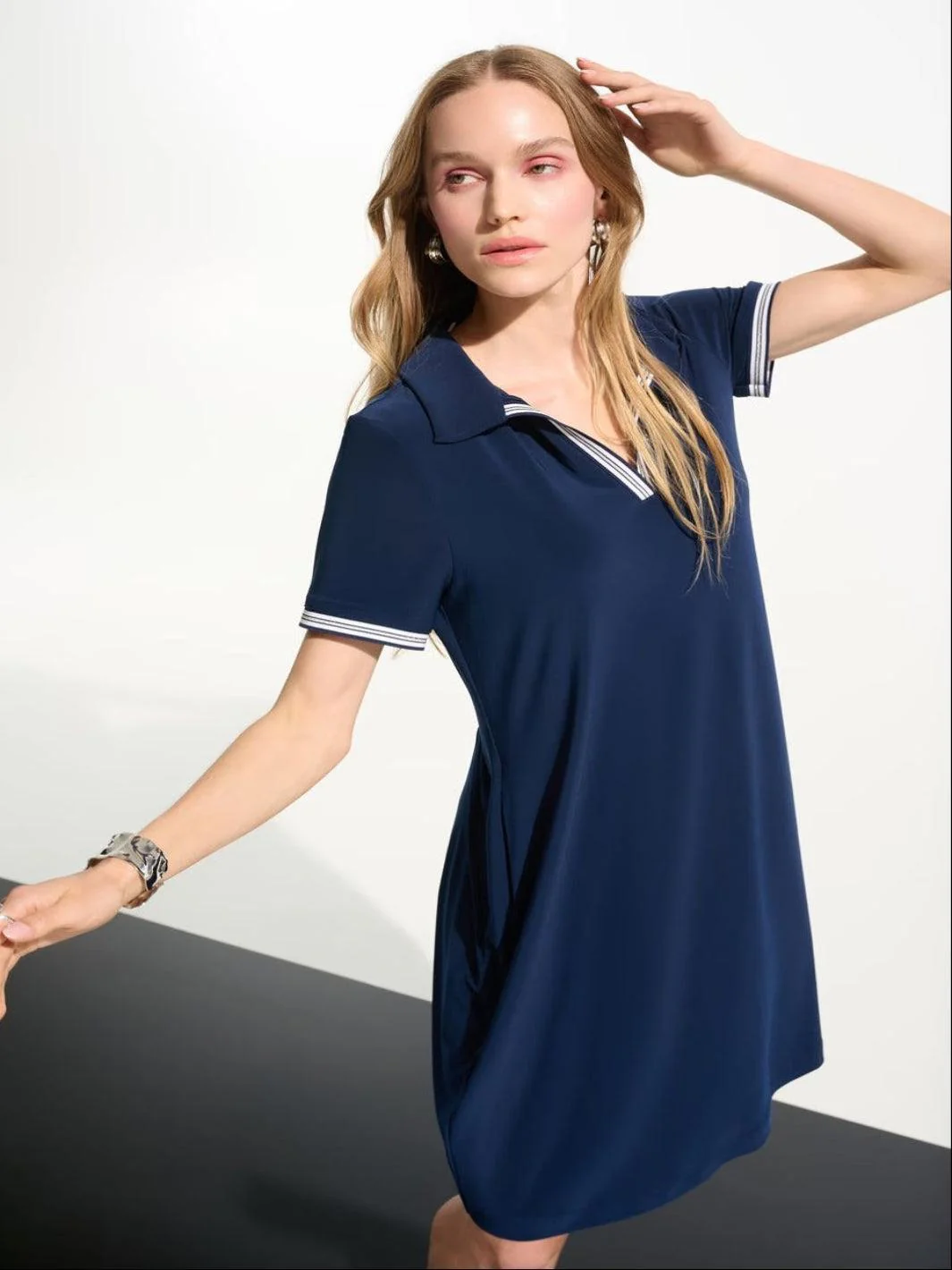 Joseph Ribkoff Casual V-neck Dress In Indigo 261614