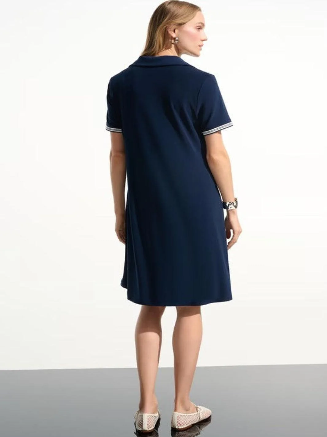 Joseph Ribkoff Casual V-neck Dress In Indigo 261614 - Image 4