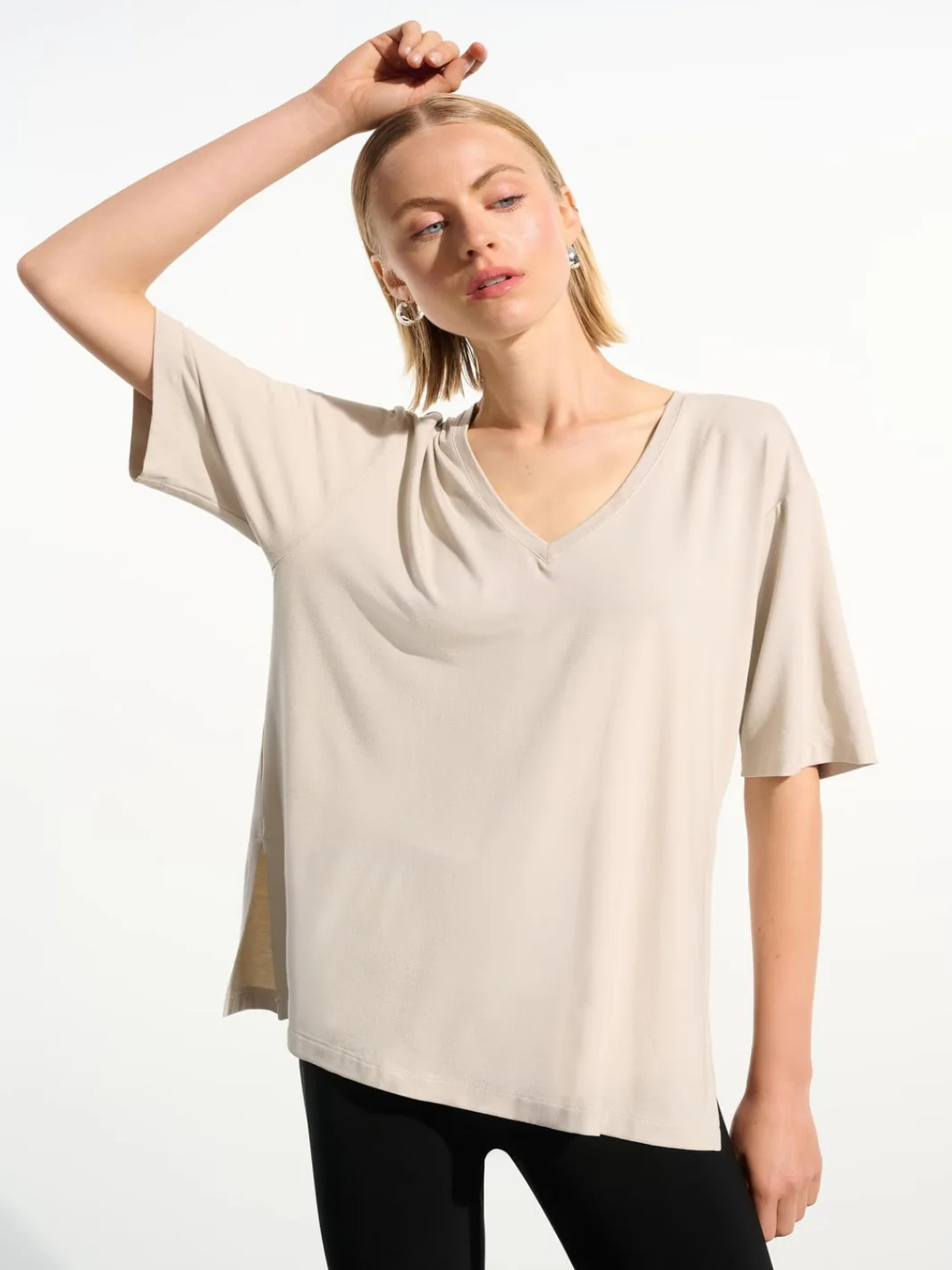 Joseph Ribkoff Casual V-neck Top In Moonstone 261600