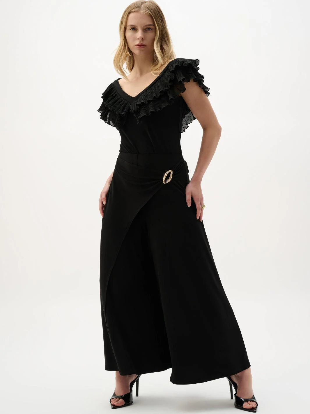 Joseph Ribkoff Chic V Neck Top In Black 262089 - Image 2