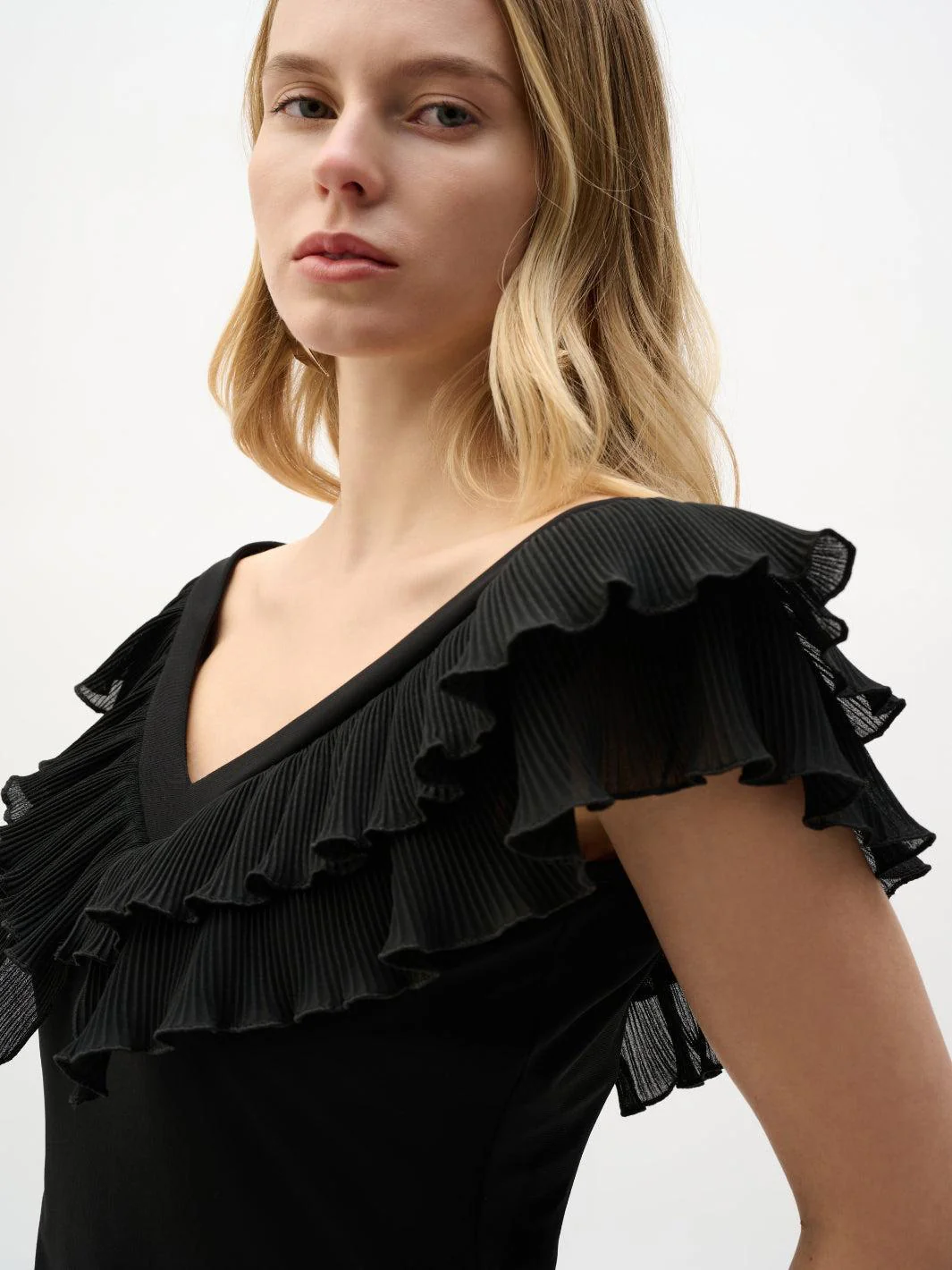 Joseph Ribkoff Chic V Neck Top In Black 262089 - Image 3