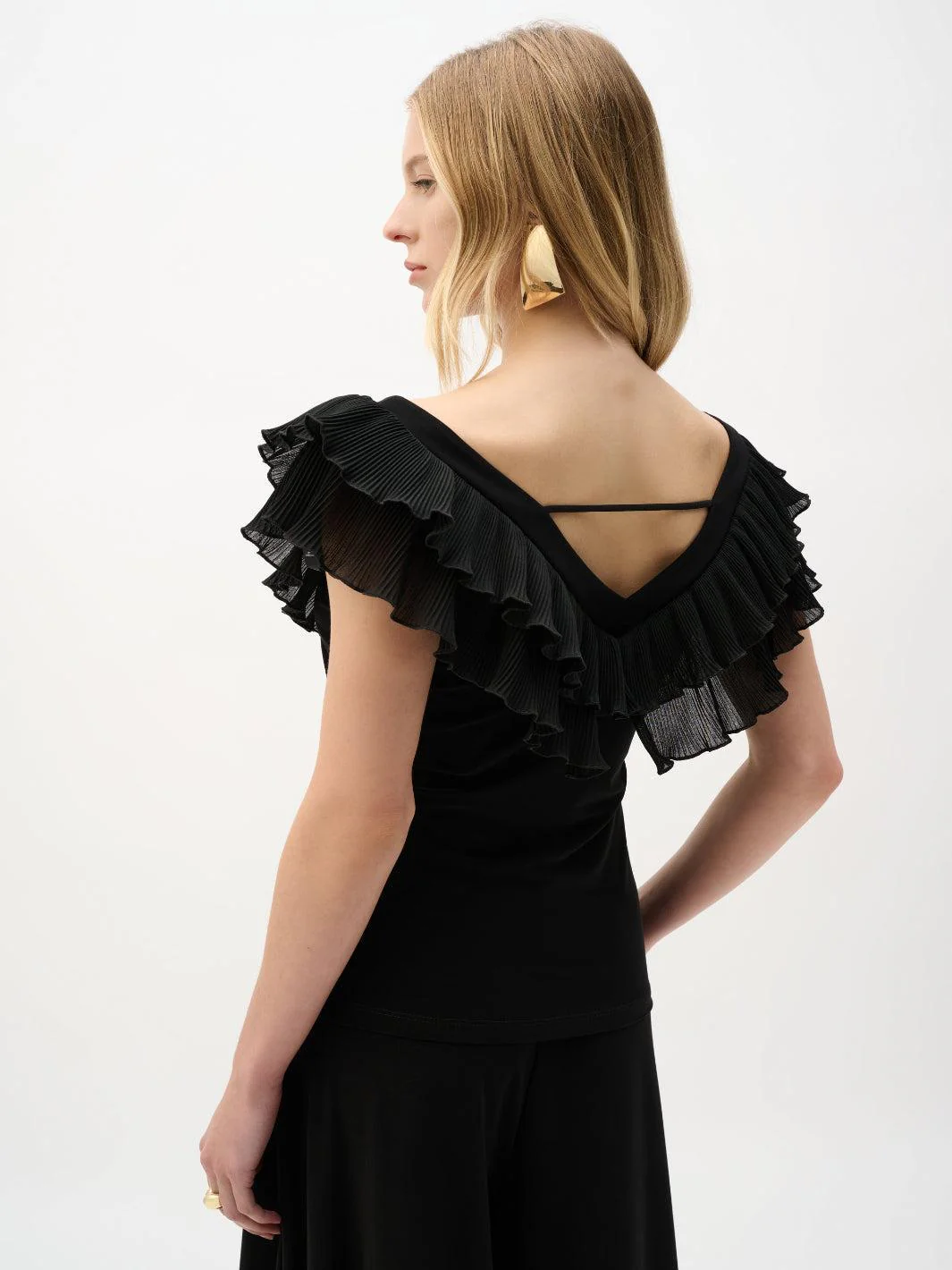 Joseph Ribkoff Chic V Neck Top In Black 262089 - Image 4