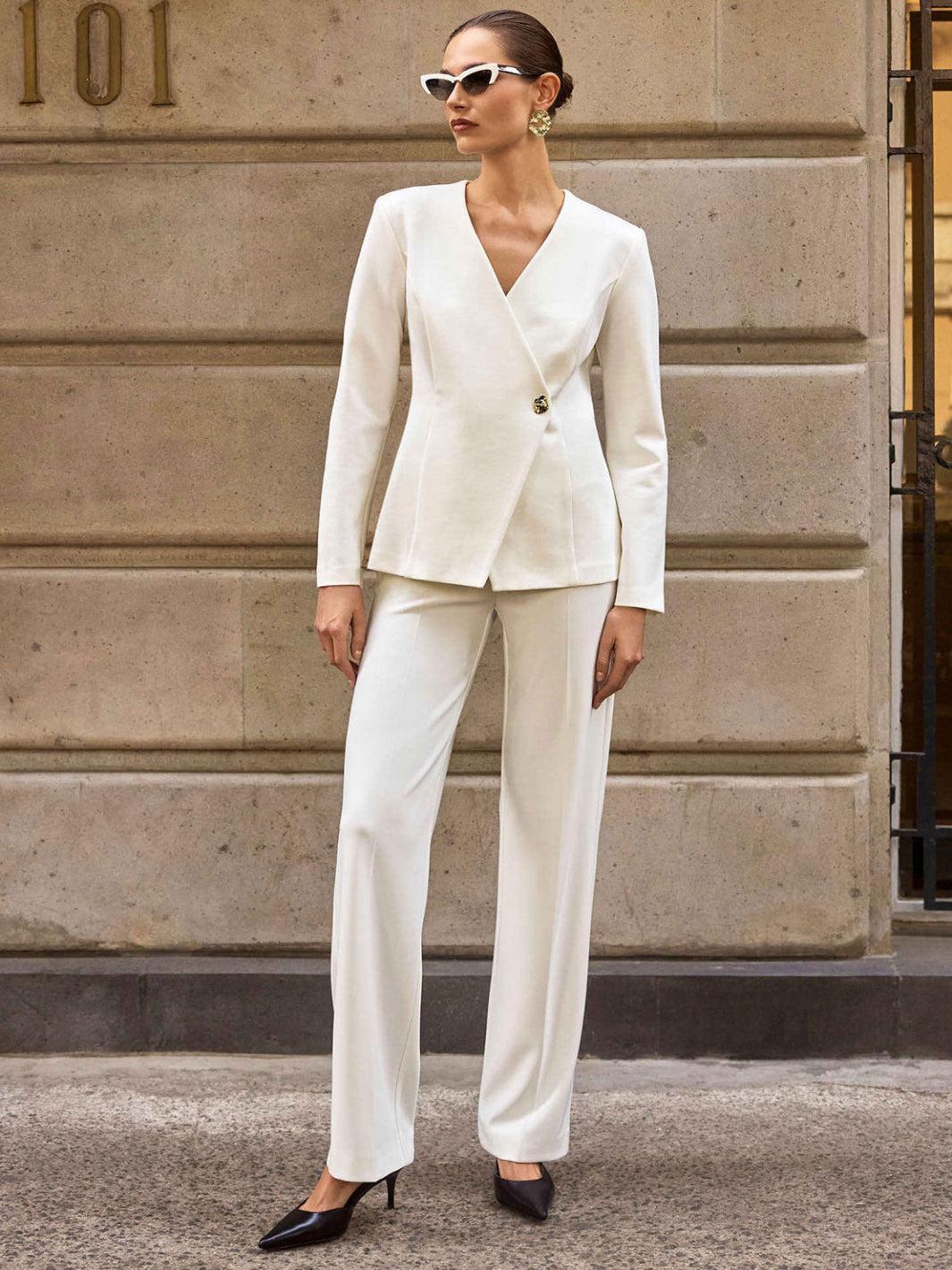 Joseph Ribkoff Classic Wide Leg Trousers In Winter White 153088F25 - Image 4