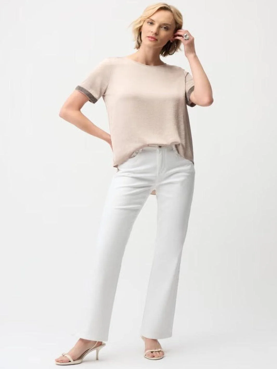 Joseph Ribkoff Crew Neck Top In Beige 261116 - Image 2