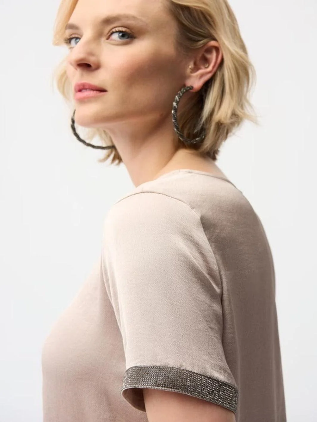 Joseph Ribkoff Crew Neck Top In Beige 261116 - Image 3