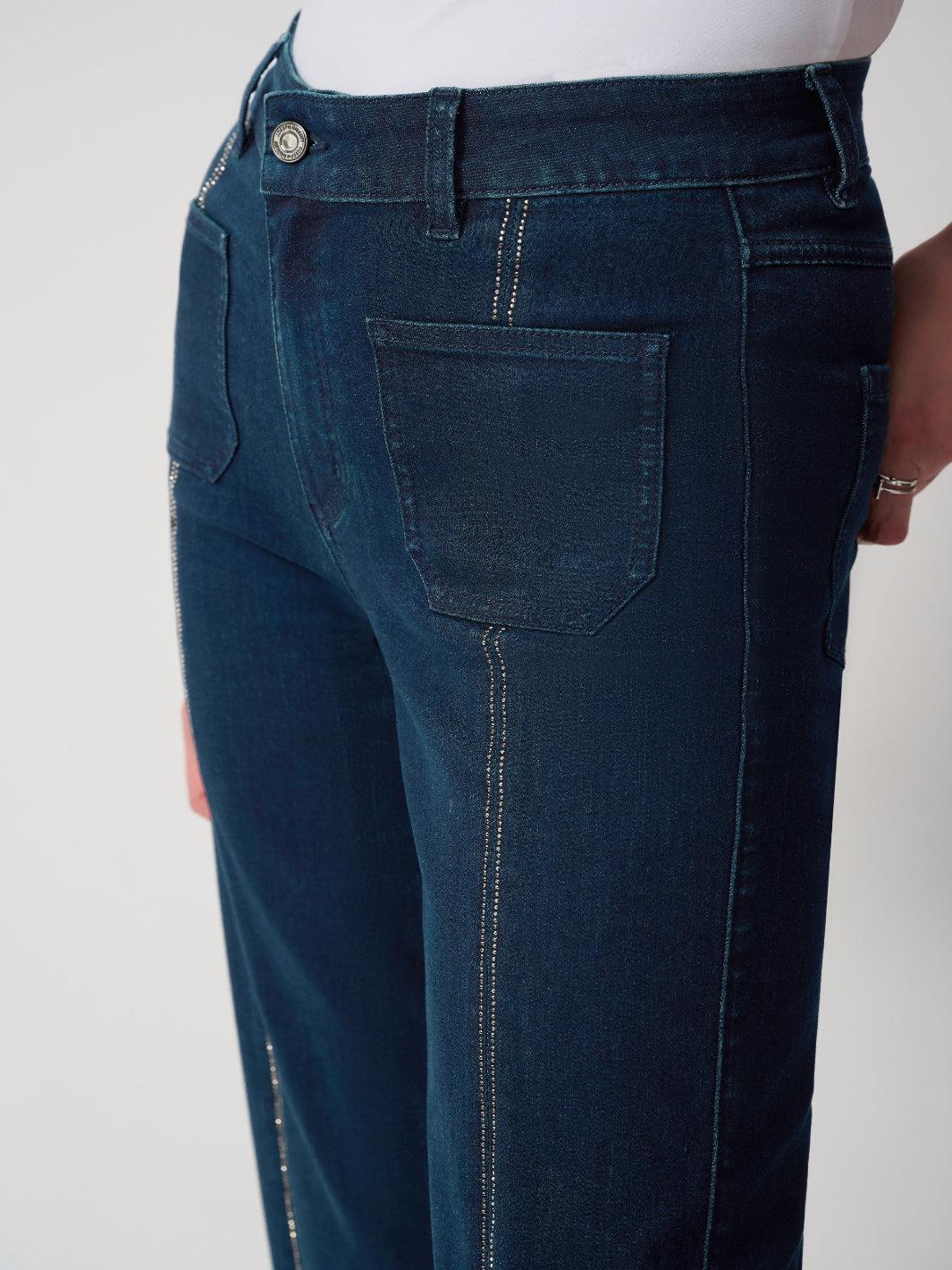 Joseph Ribkoff Cropped Jeans In Dark Denim 241903F25 - Image 4