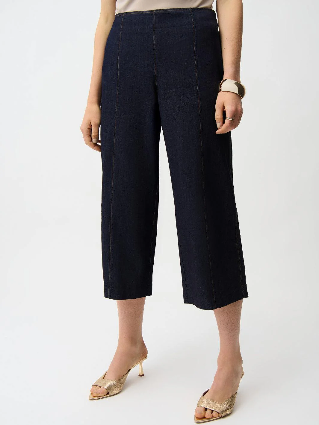 Joseph Ribkoff Cropped Wide-leg Trousers In Dark Denim 261955 - Image 2