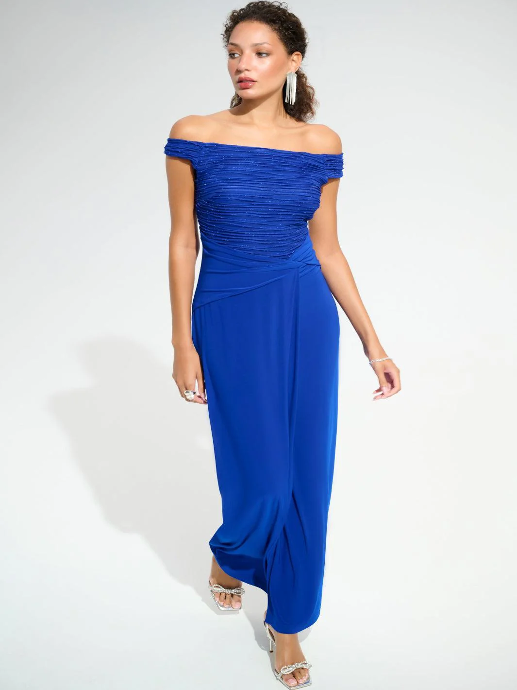 Joseph Ribkoff Elegant Off-shoulder Maxi Dress In Royal Sapphire 261733