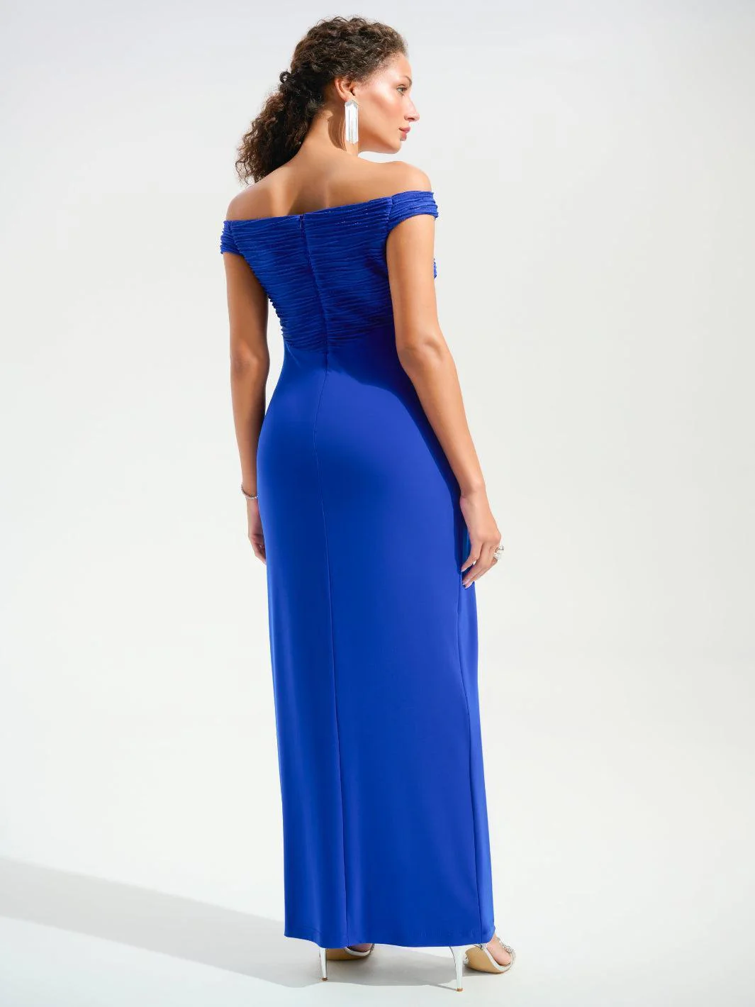 Joseph Ribkoff Elegant Off-shoulder Maxi Dress In Royal Sapphire 261733 - Image 4