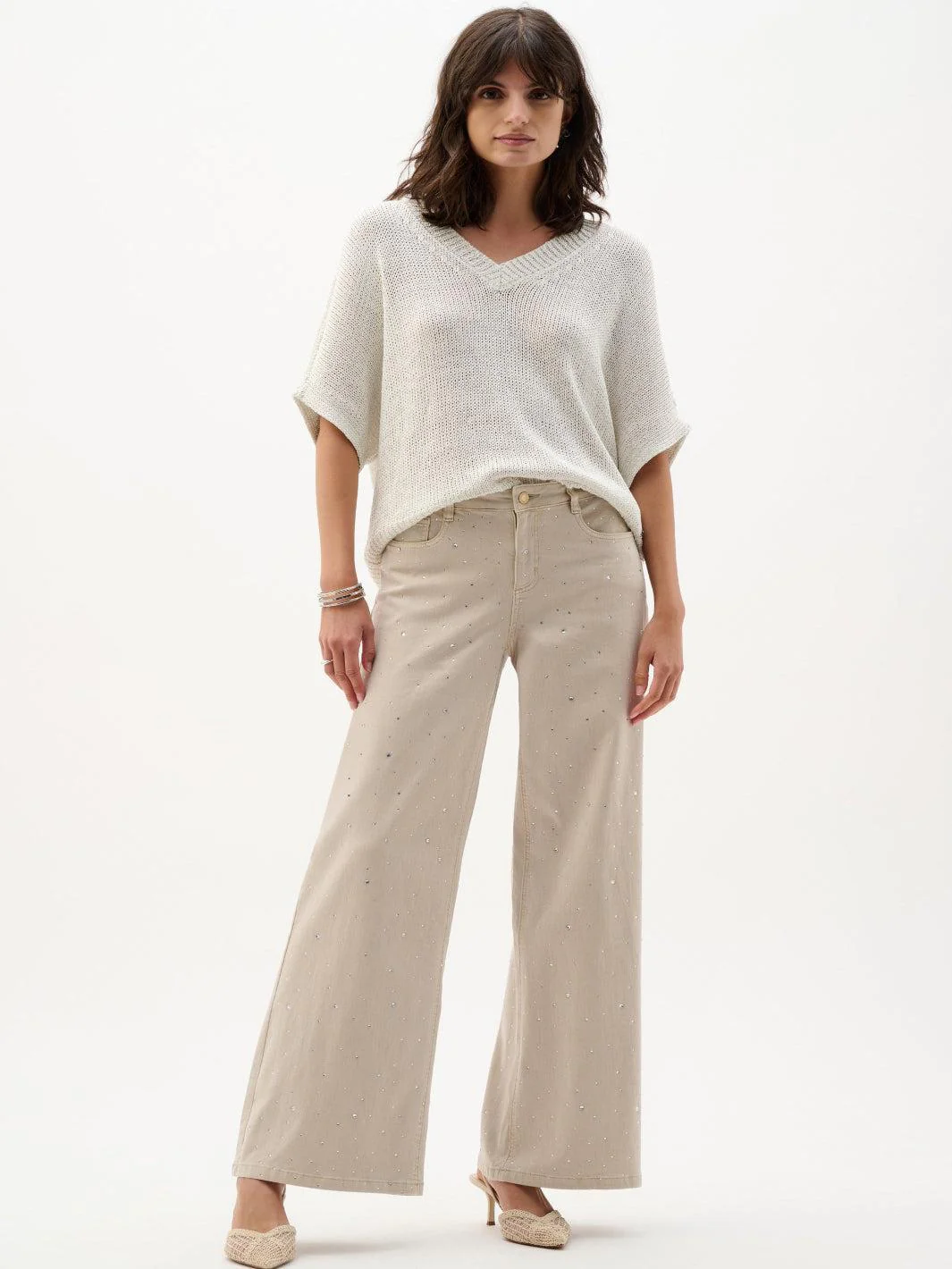 Joseph Ribkoff  Embellished Jeans In Moonstone 262940 - Image 4