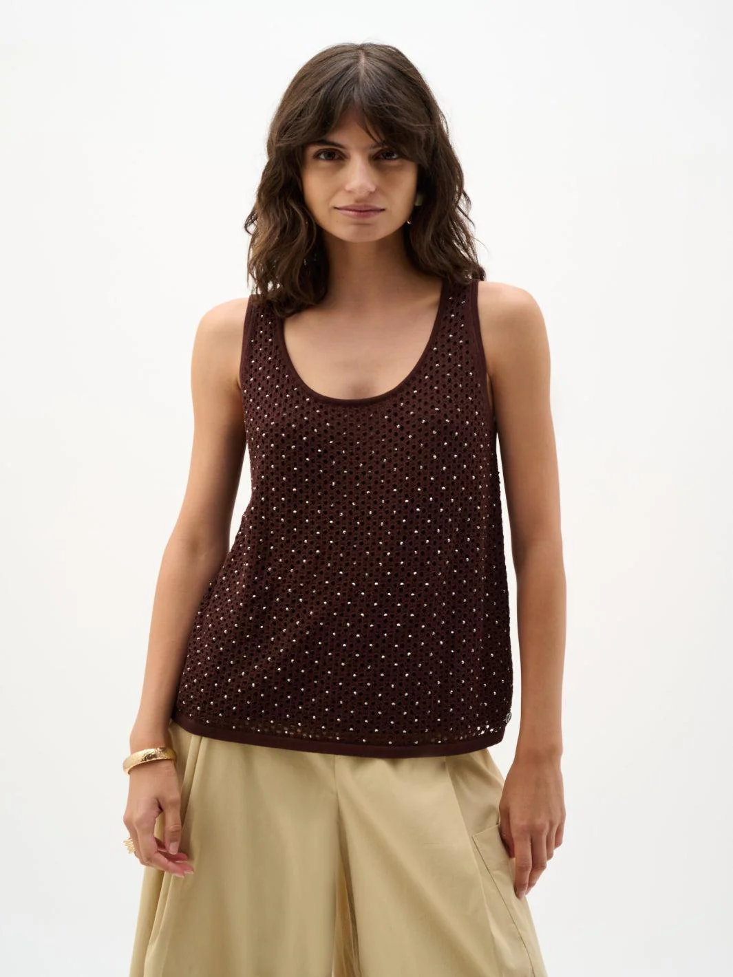 Joseph Ribkoff Embellished Knit Cami In Mahogony 262957 - Image 2