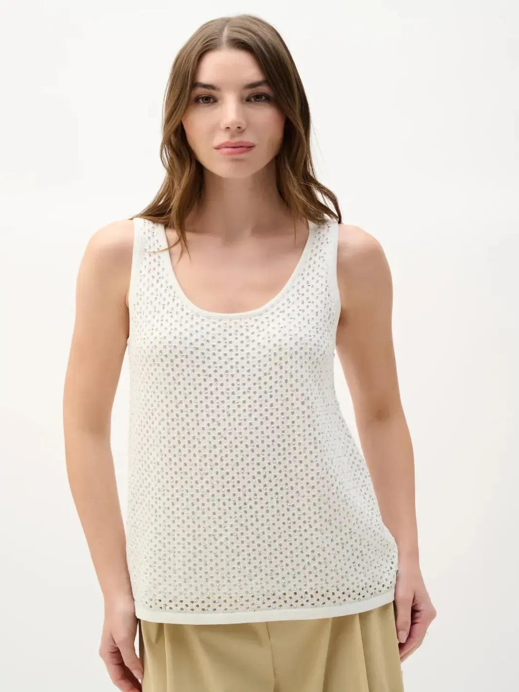 Joseph Ribkoff Embellished Knit Cami In White 262957