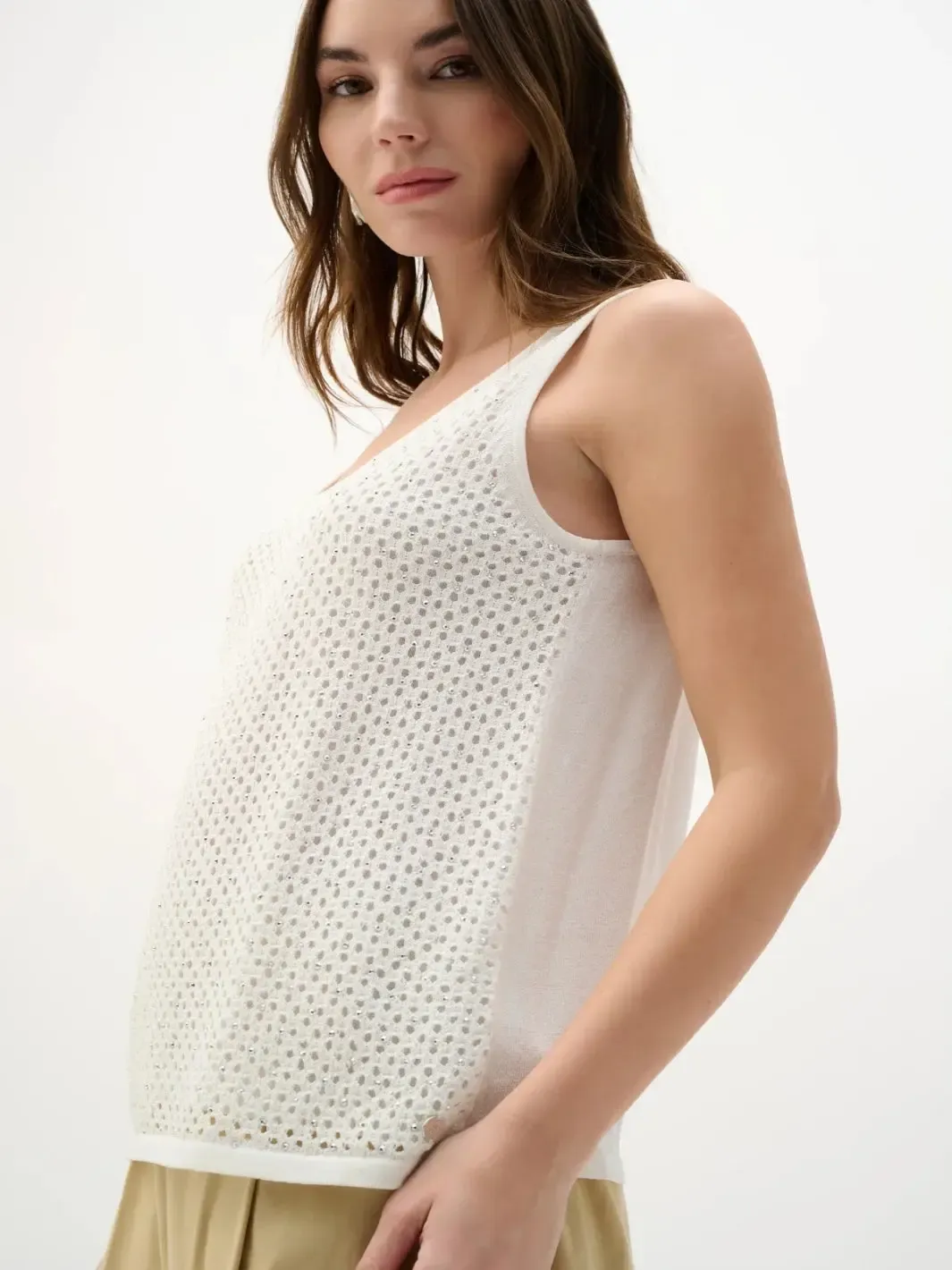 Joseph Ribkoff Embellished Knit Cami In White 262957 - Image 3