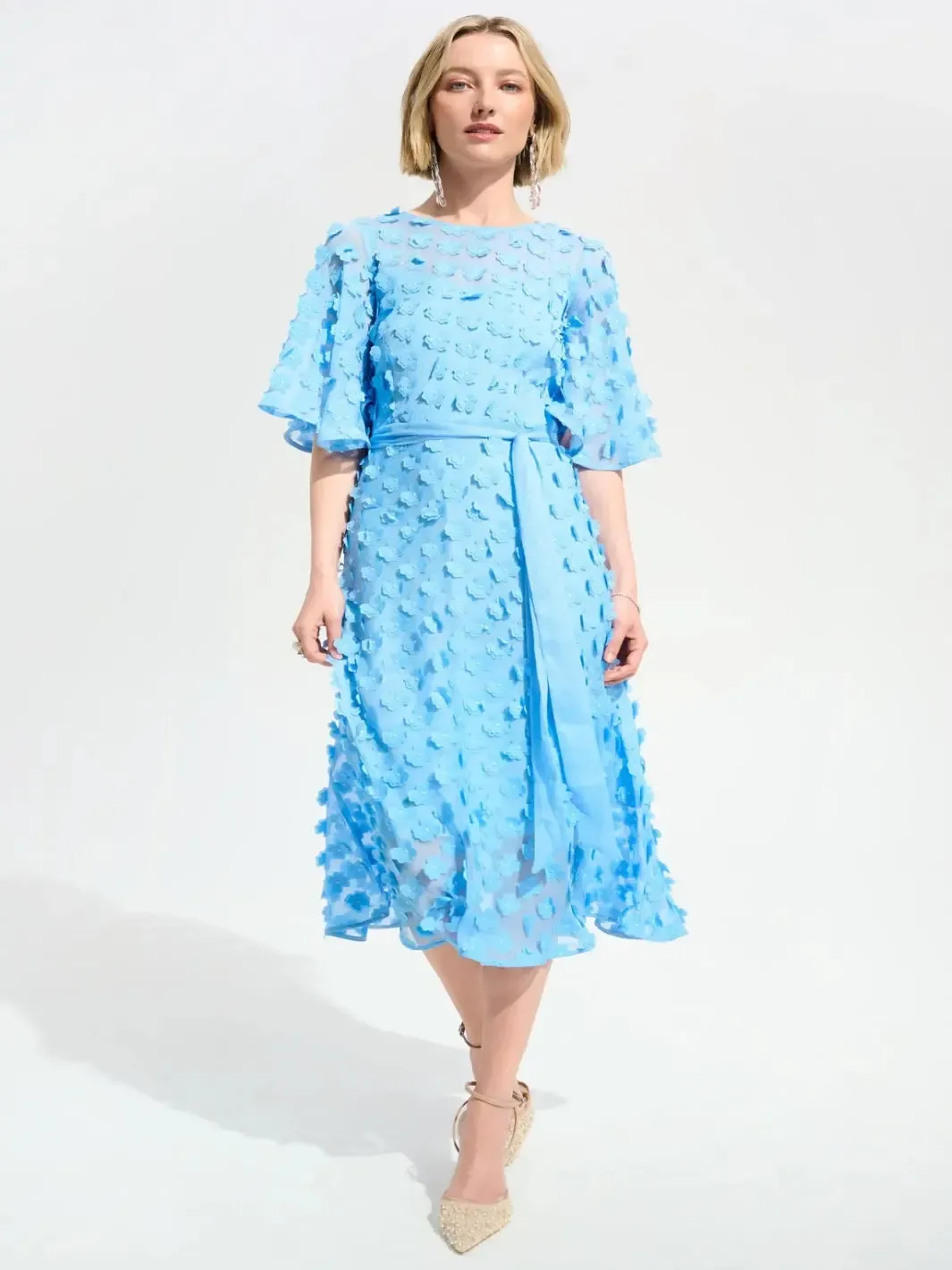 Joseph Ribkoff Embroidered Chiffon Dress In Sky Blue 261738