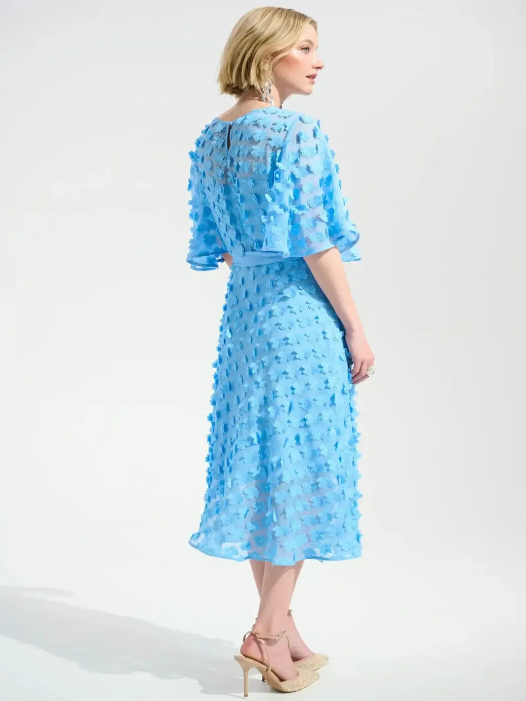 Joseph Ribkoff Embroidered Chiffon Dress In Sky Blue 261738 - Image 5
