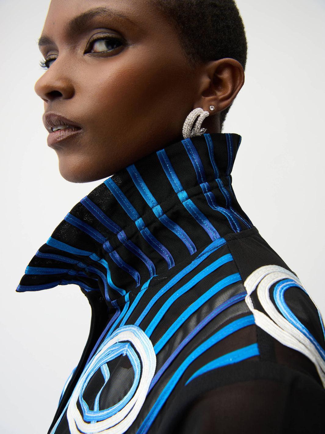 Joseph Ribkoff Embroidered Jacket In Black/Multi 261904 - Image 3