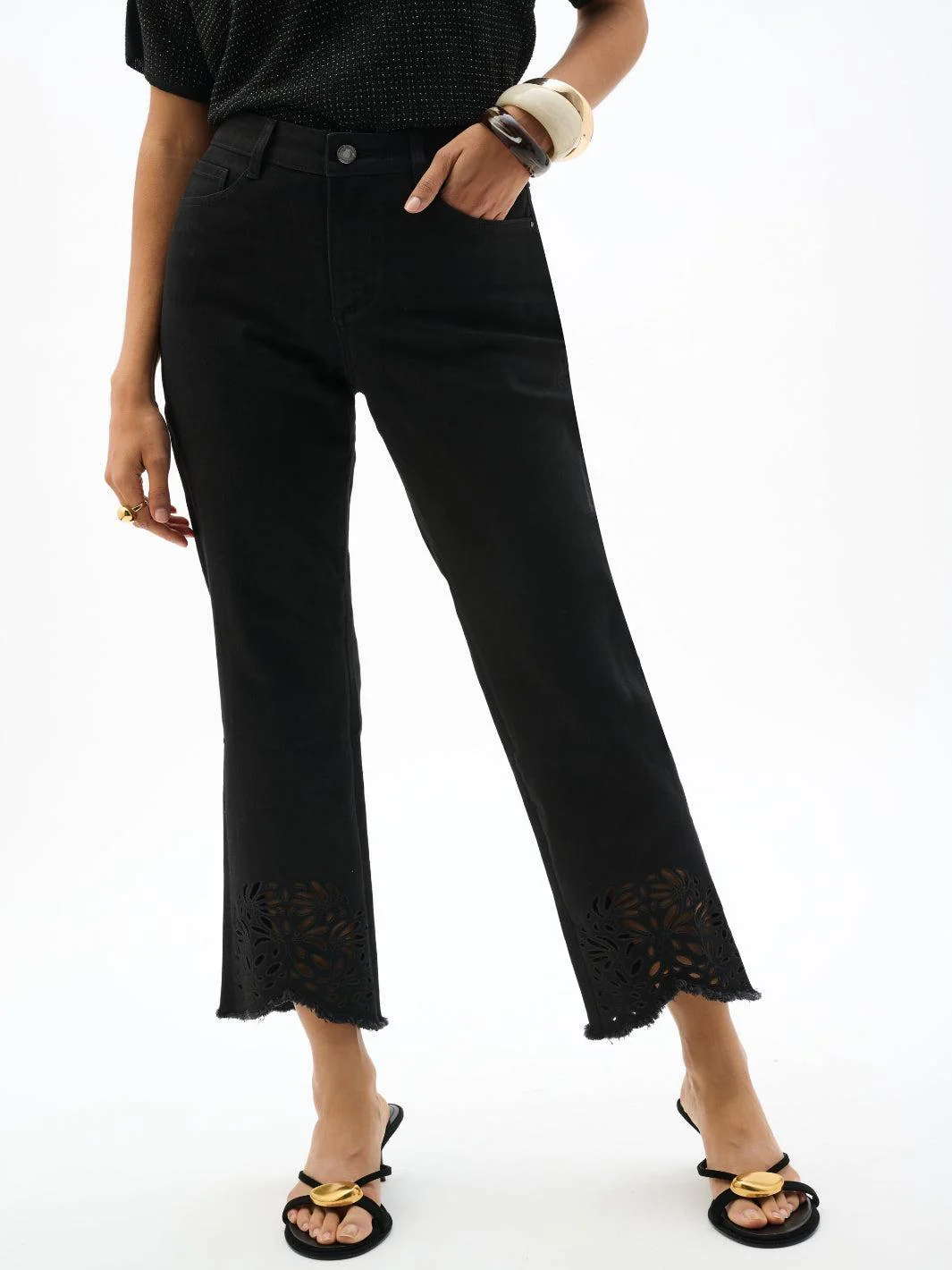 Joseph Ribkoff Embroidered Jeans In Black 262981 - Image 2