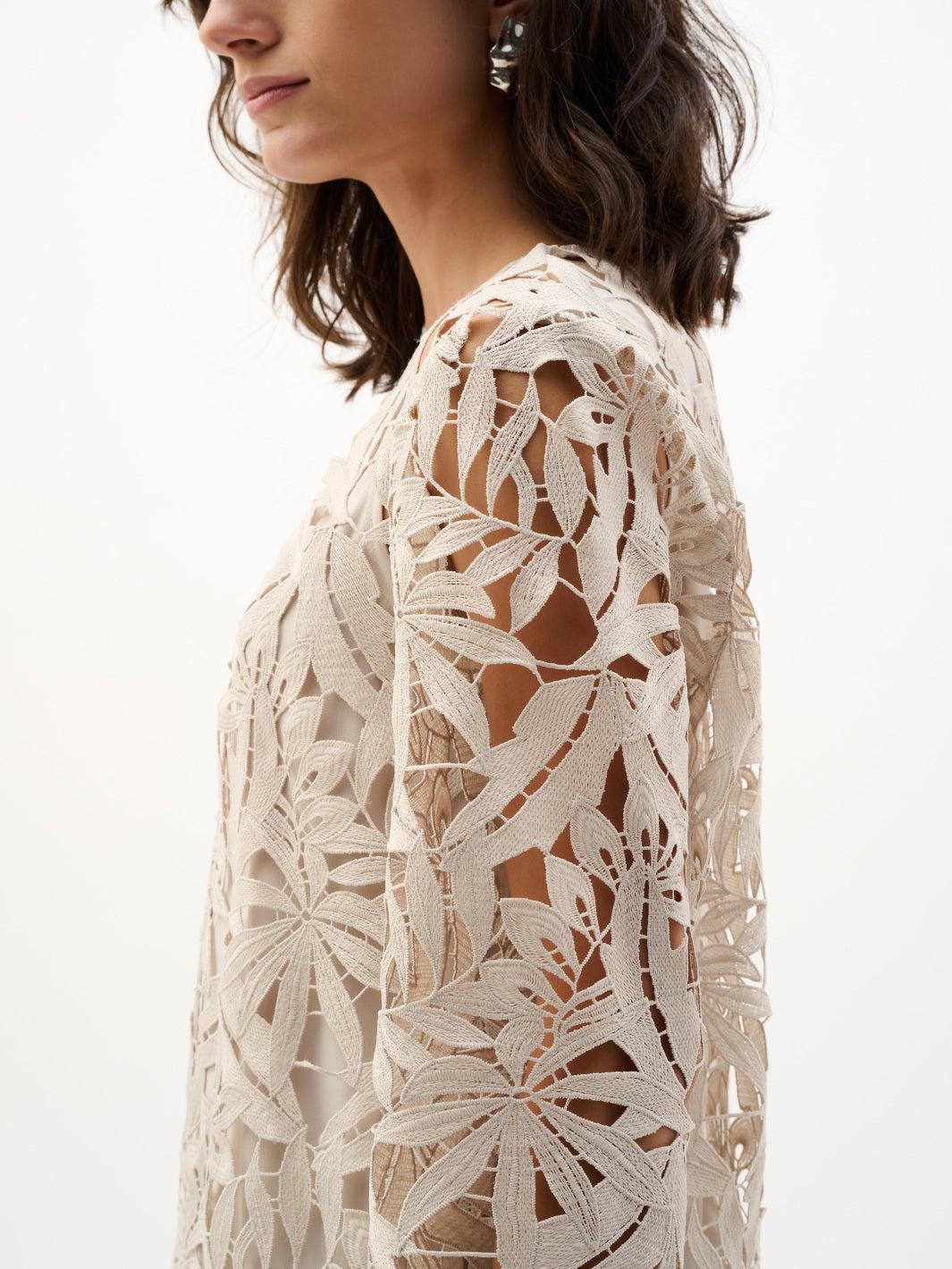 Joseph Ribkoff Embroidered Open-front Jacket In Moonstone 262096 - Image 3