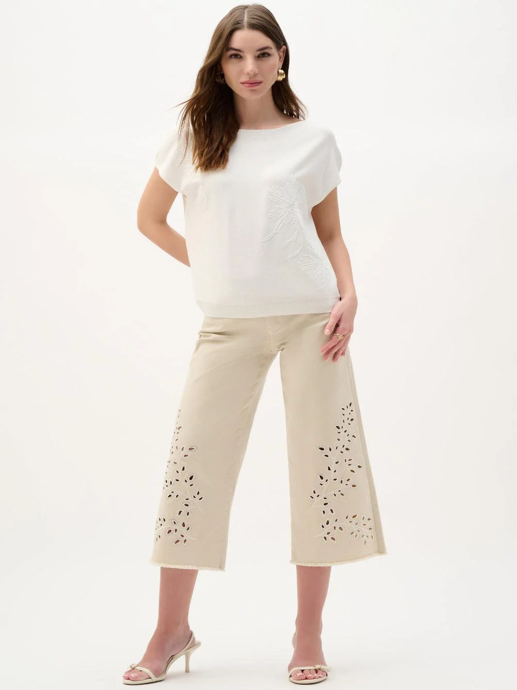 Joseph Ribkoff Embroidered Top In Vanilla 262942 - Image 2