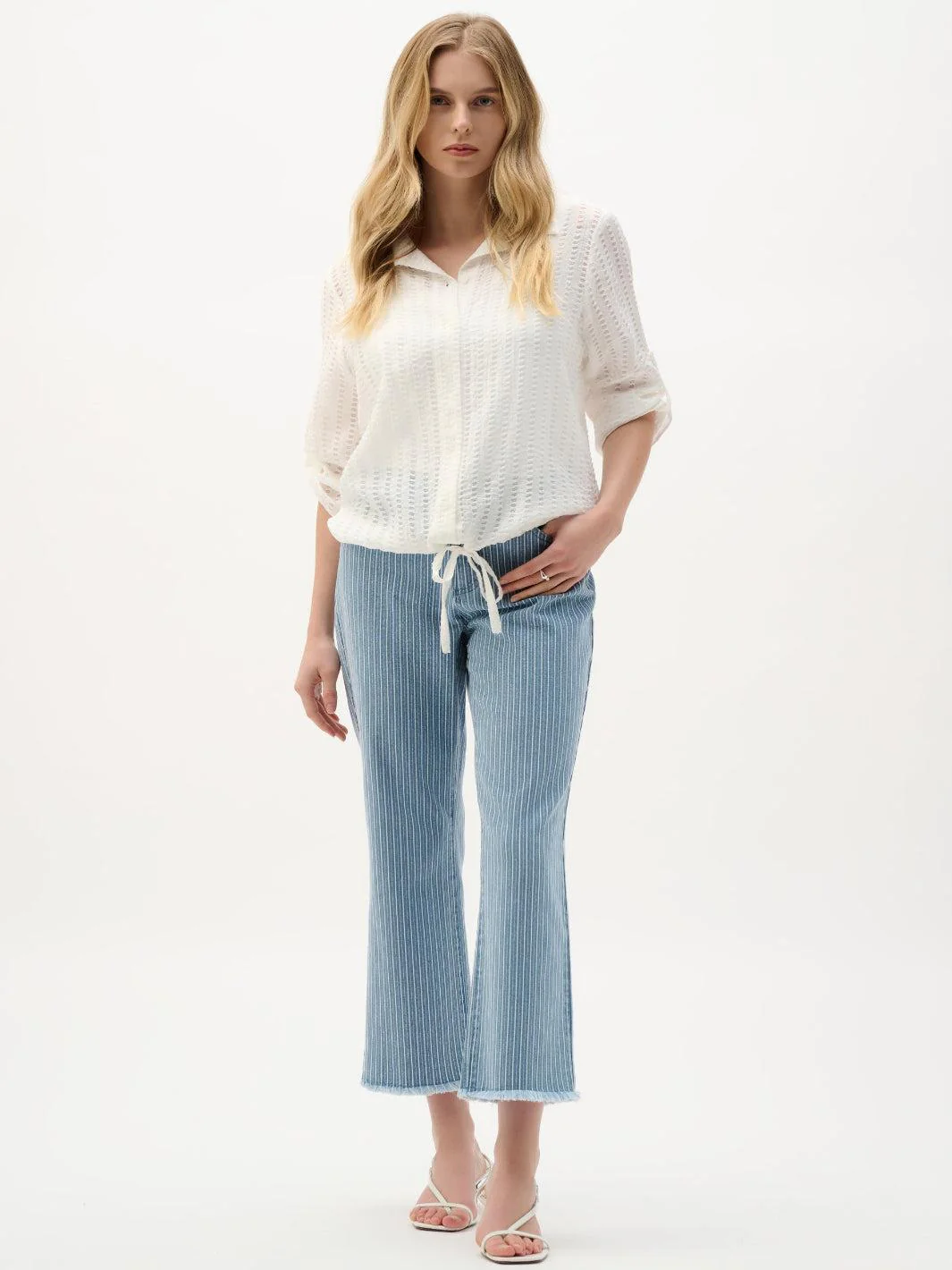 Joseph Ribkoff Flare Jeans With Stripes In Blue/White 262934